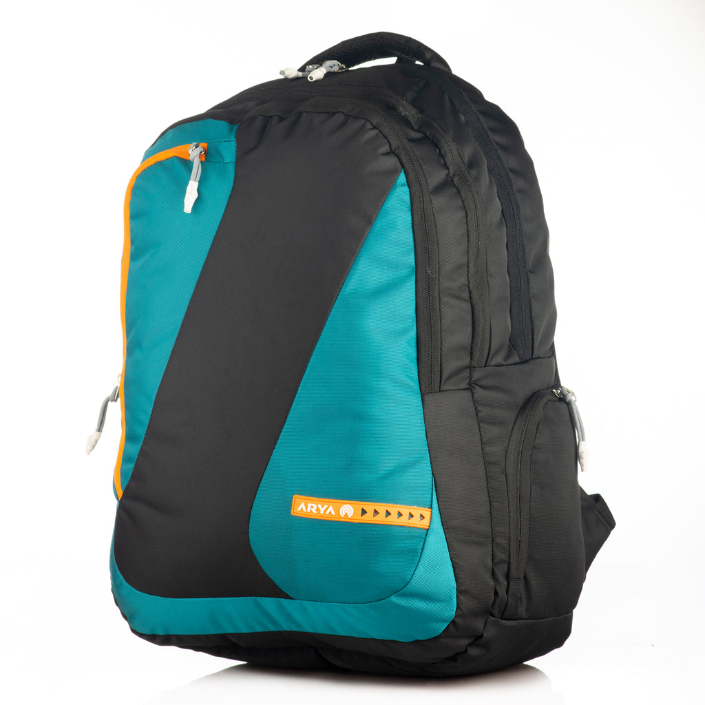 REGULAR BACK PACK COLOMBUS-19"(32 LTR) BLACK & AQUA BLUE