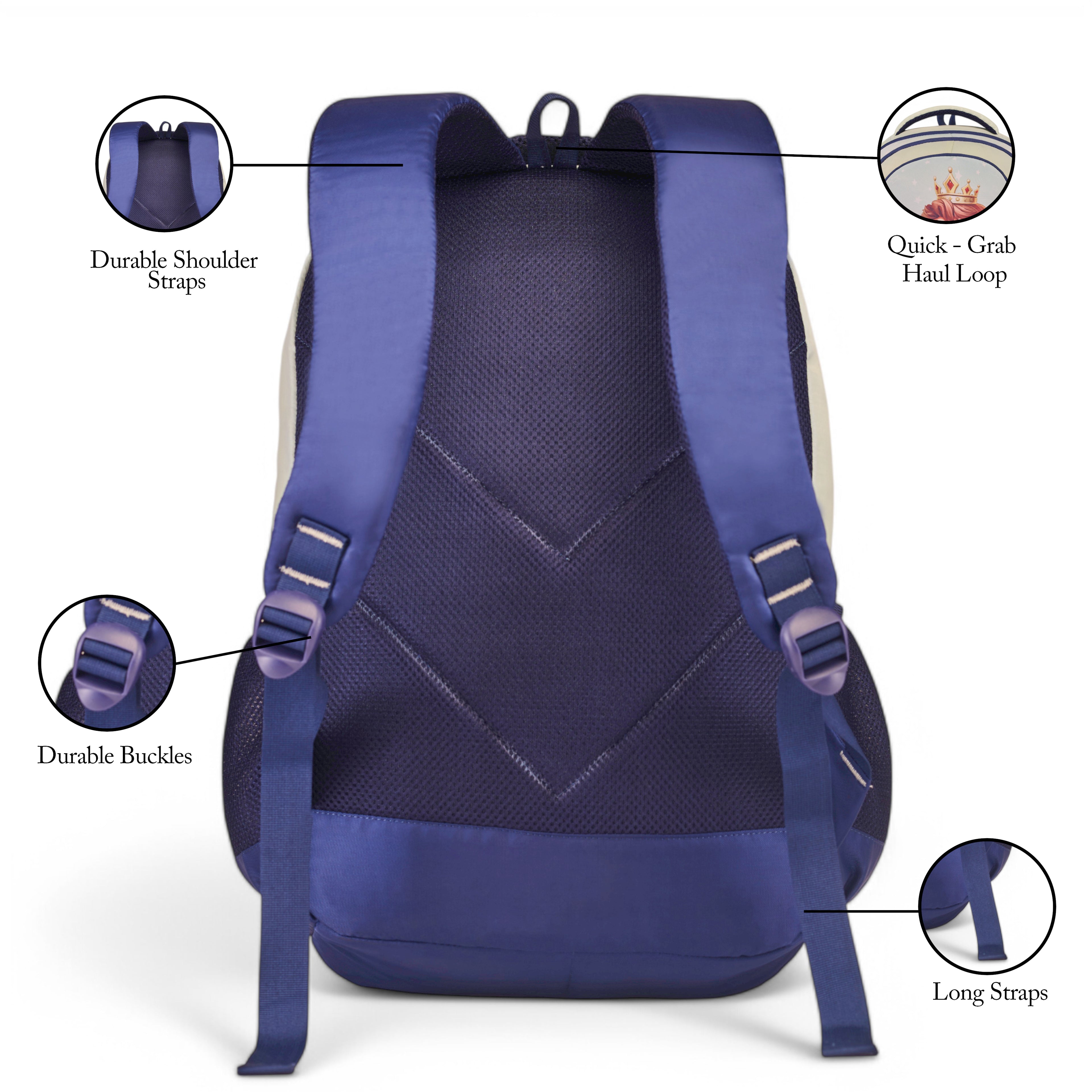 SCHOOL BAG PRINCE-17" (22 LTR) NAVY BLUE & PESTA