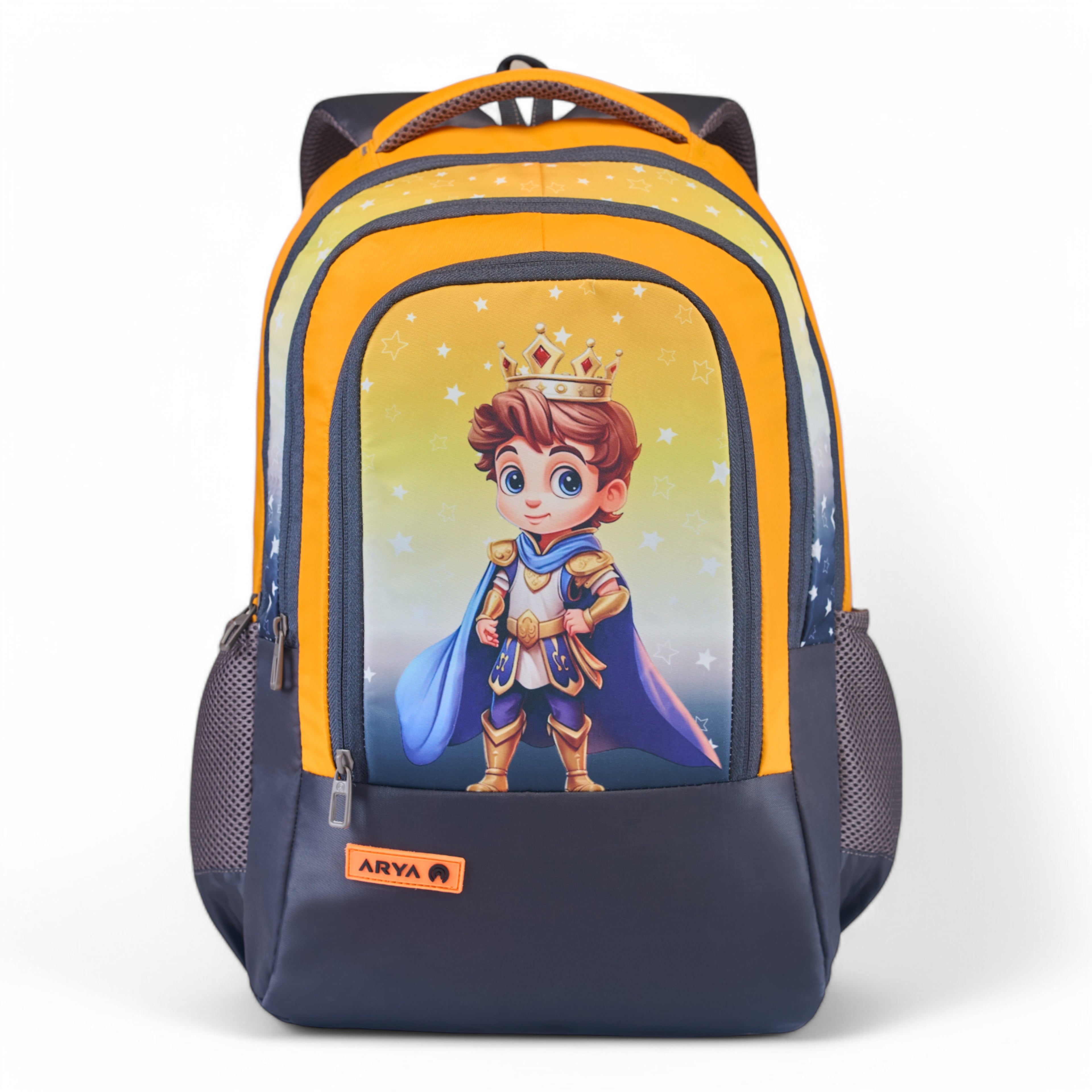 SCHOOL BAG PRINCE-17"(22 LTR) GREY & ORANGE