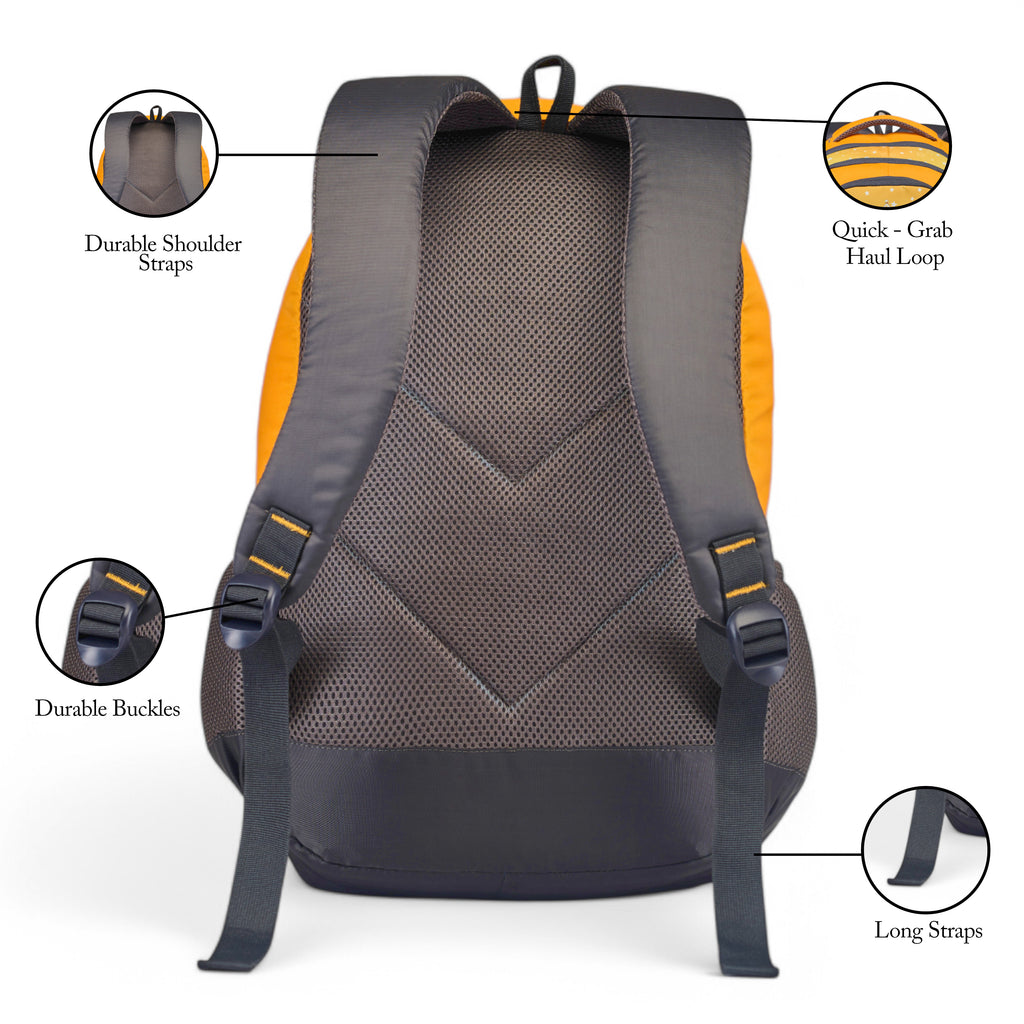 SCHOOL BAG PRINCE-17"(22 LTR) GREY & ORANGE