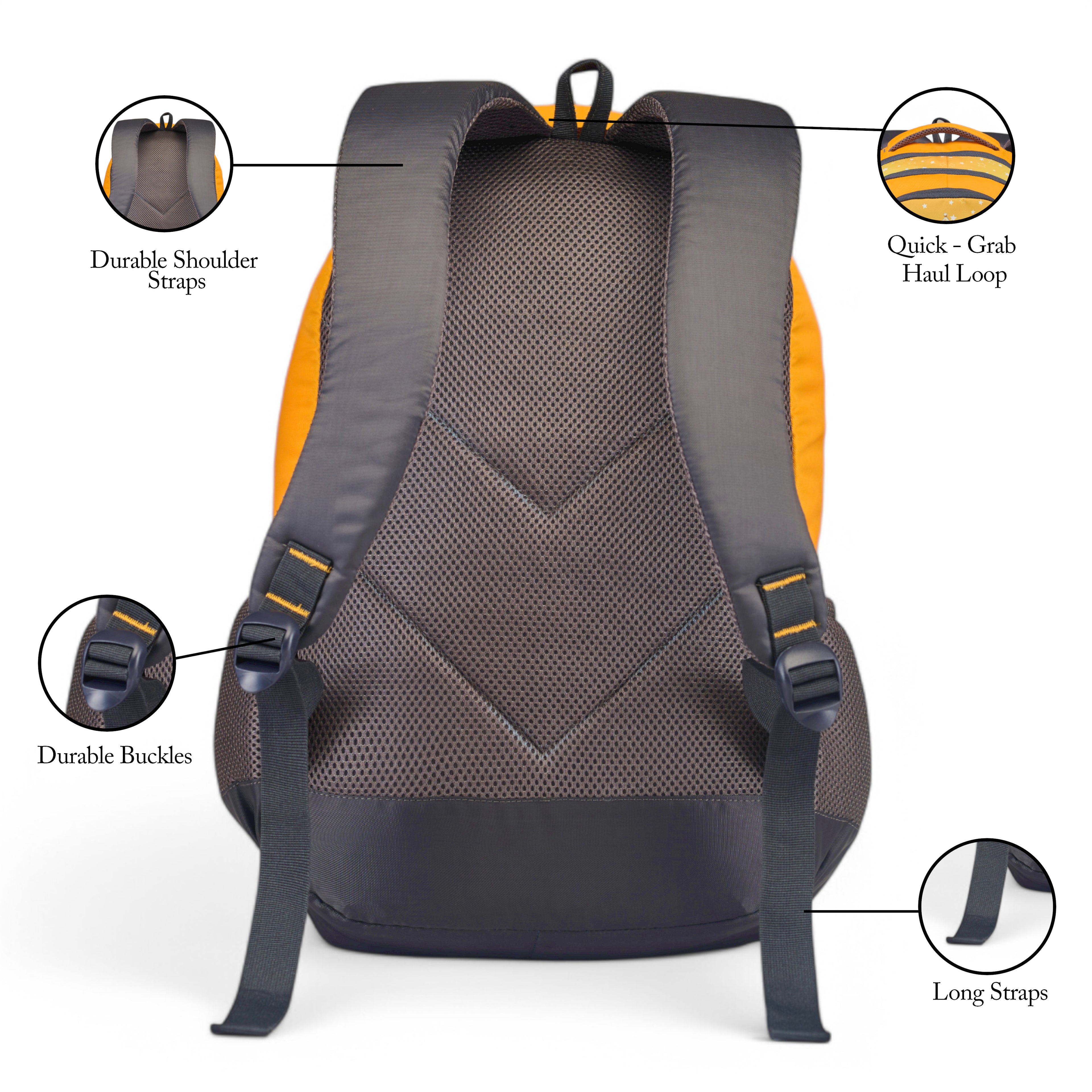 SCHOOL BAG PRINCE-17"(22 LTR) GREY & ORANGE