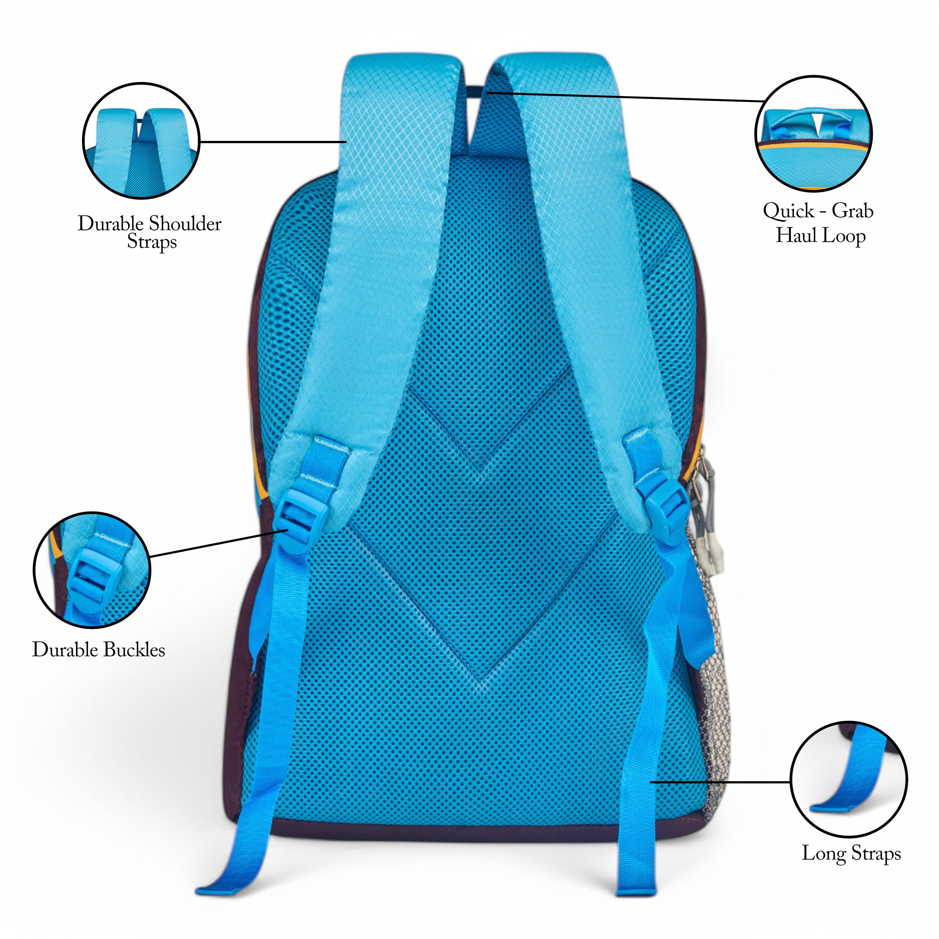 REGULAR BACK PACK NEXA-16"(15 LTR) -PURPLE & SKY BLUE