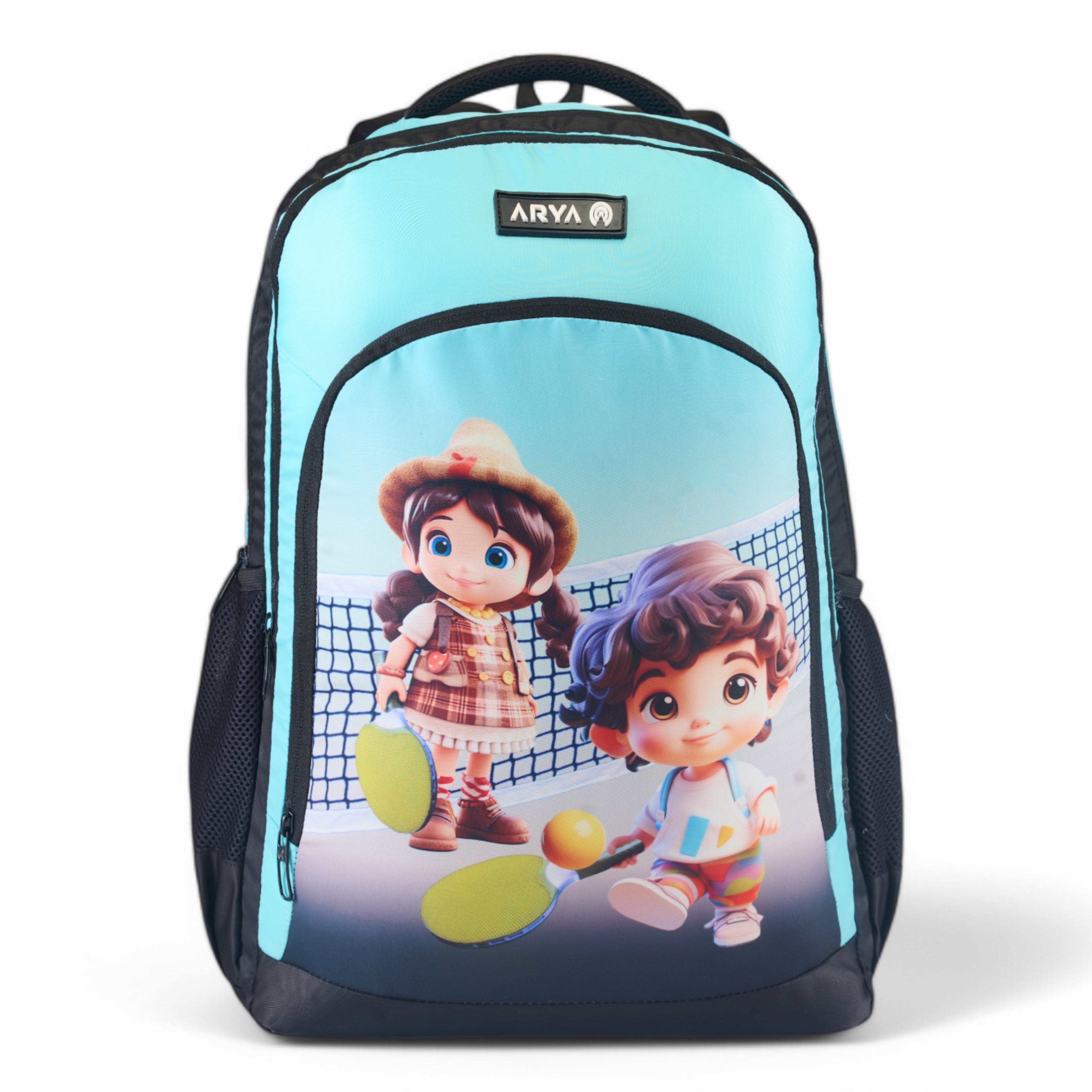 SCHOOL BAG TENNIS 16" (21 LTR) BLACK & SKY BLUE