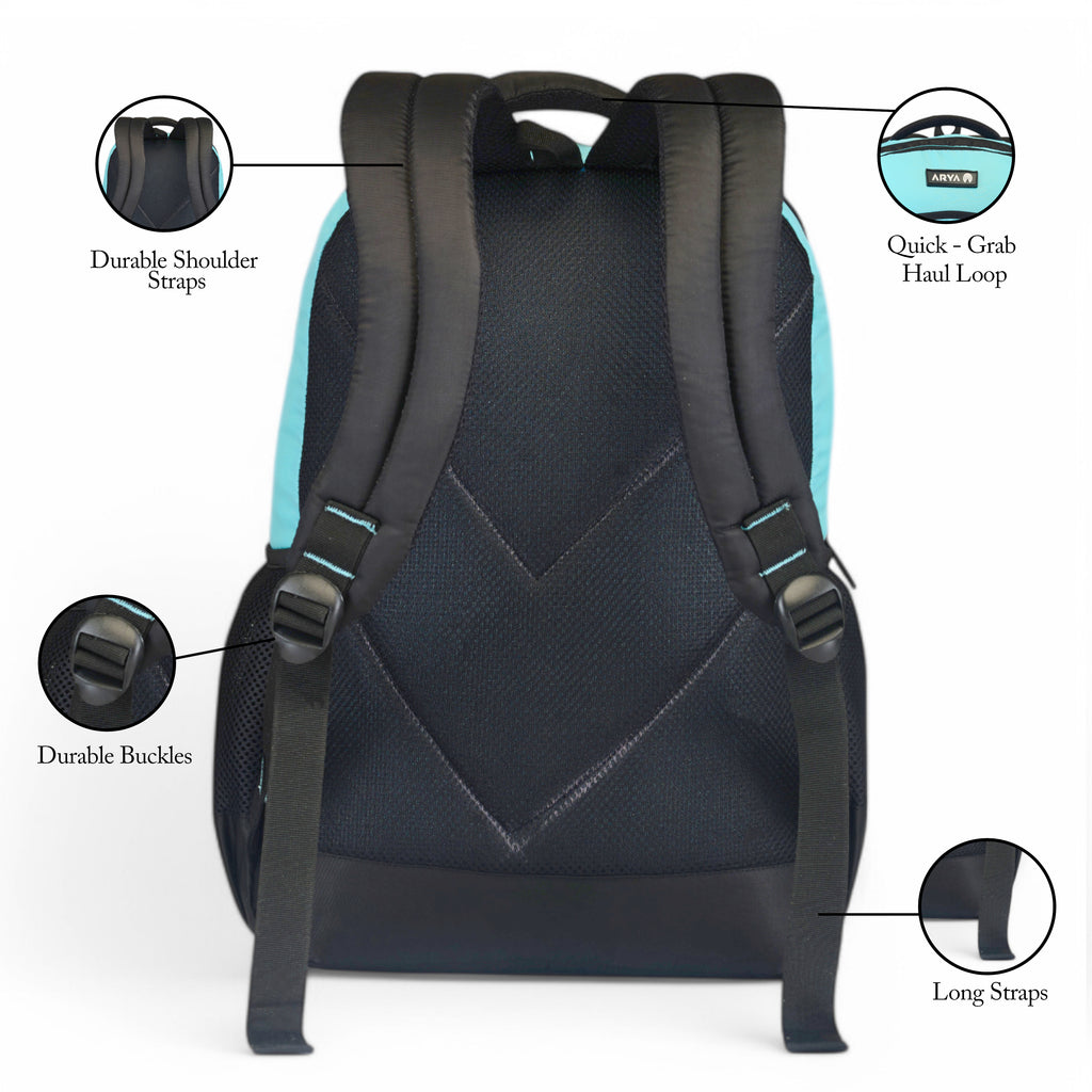 SCHOOL BAG TENNIS 16" (21 LTR) BLACK & SKY BLUE