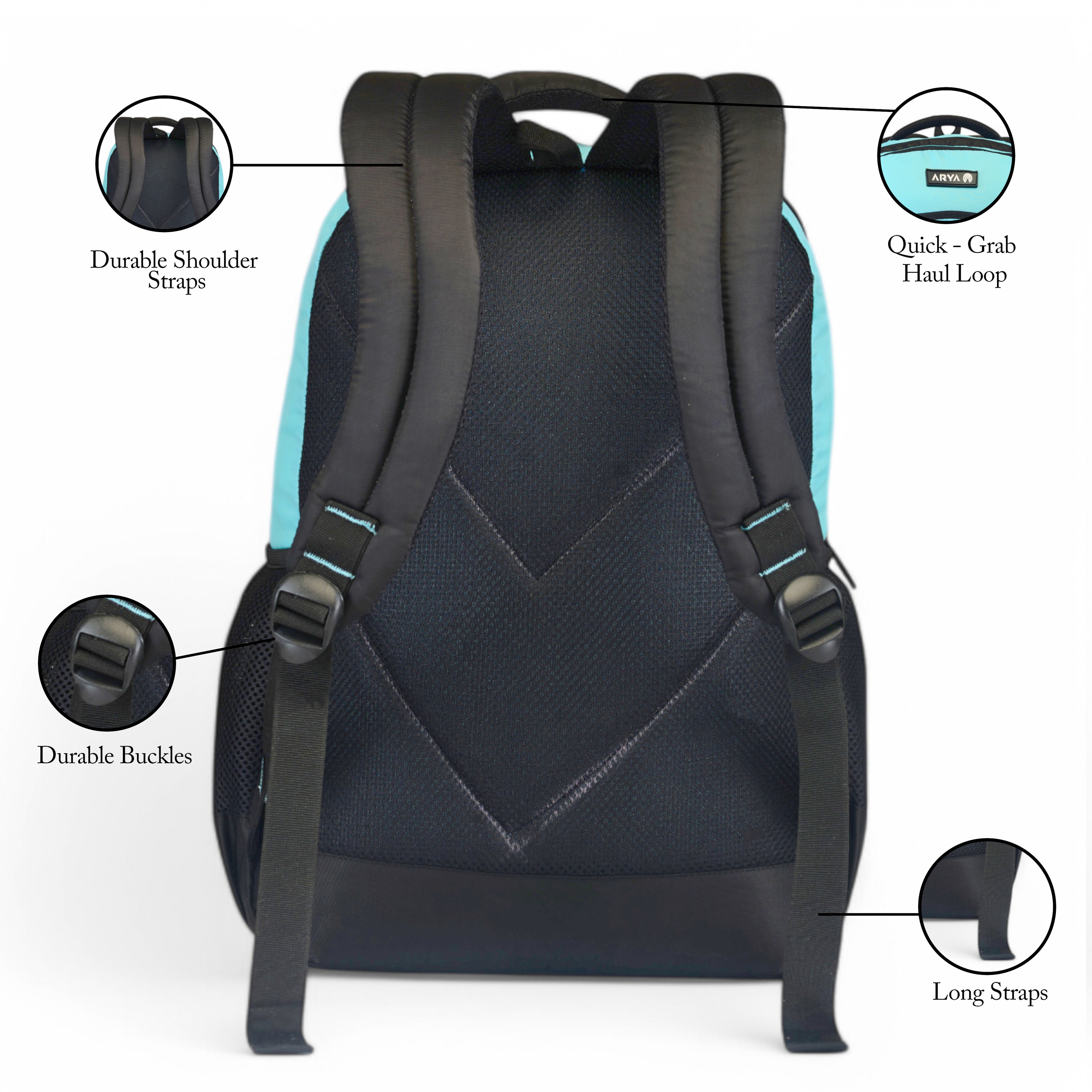 SCHOOL BAG TENNIS 16" (21 LTR) BLACK & SKY BLUE