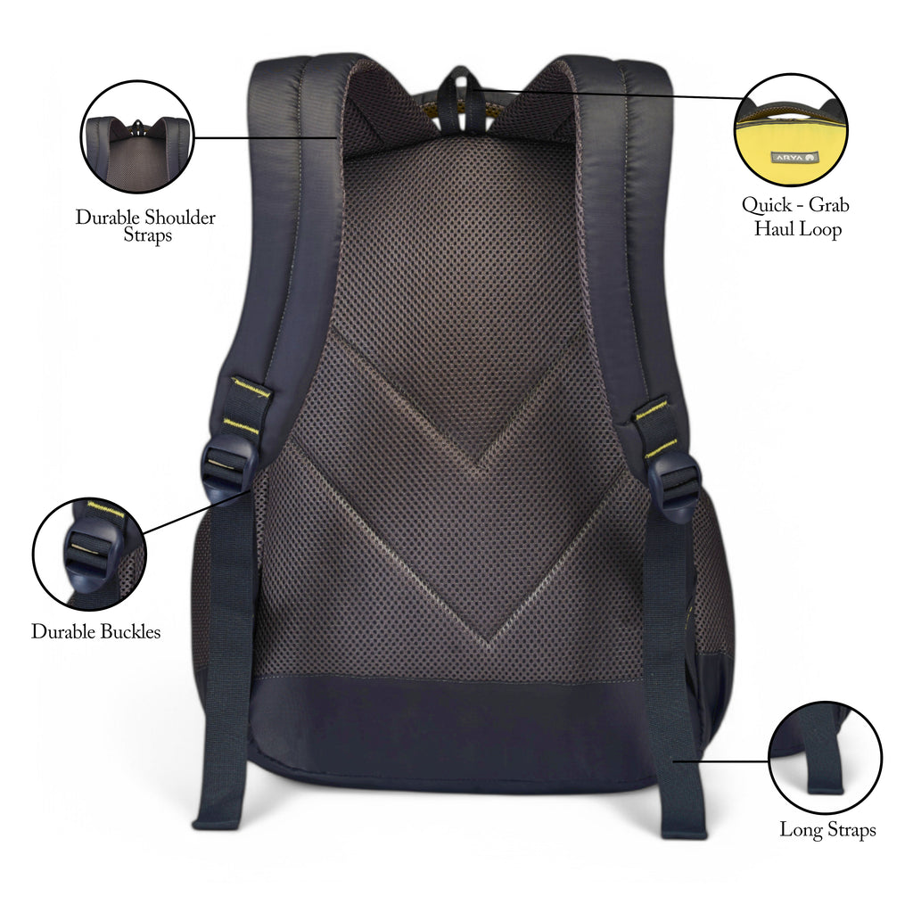 SCHOOL BAG BUTTER FLY 16"(21 LTR) GREY & YELLOW