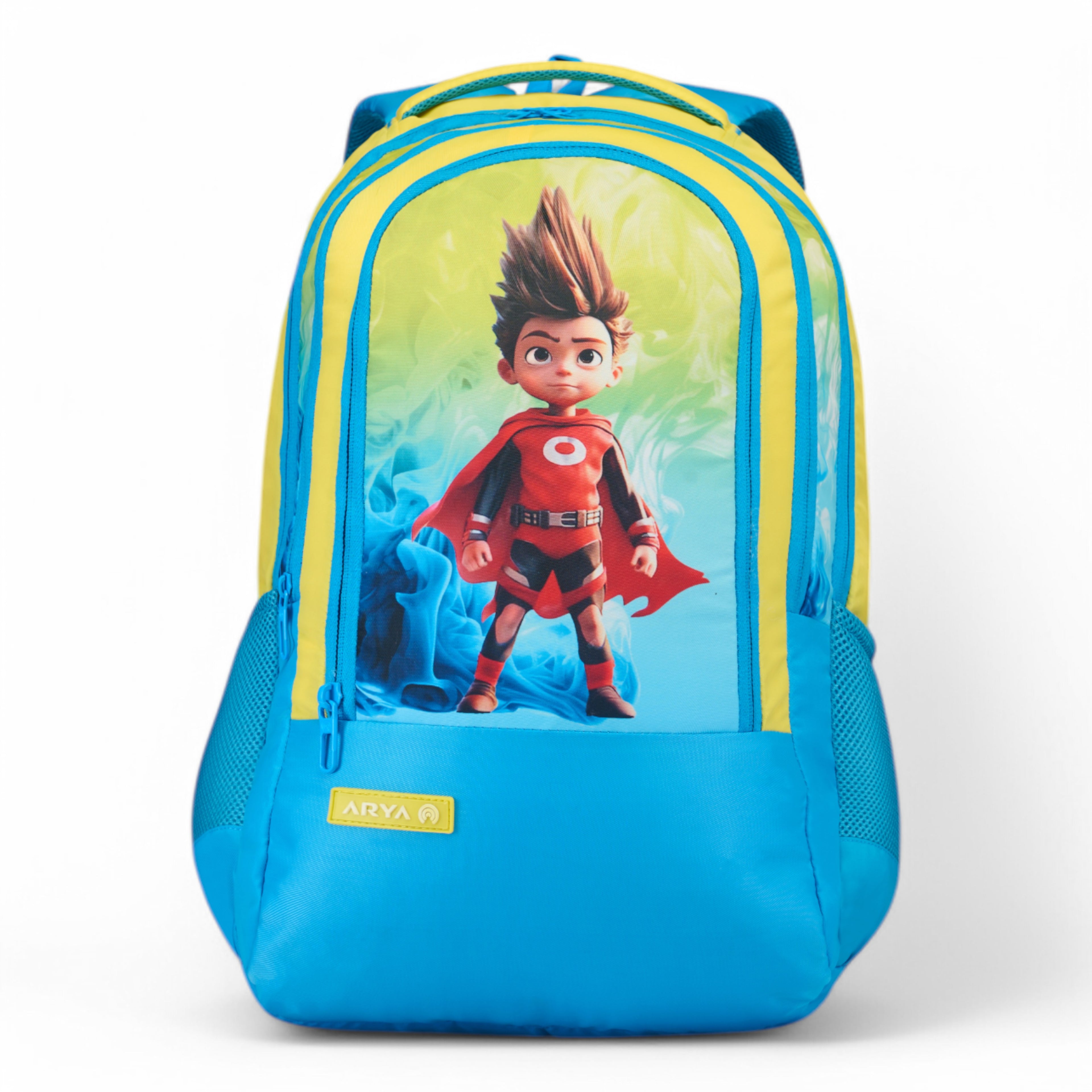 SCHOOL BAG SUPER KID-17"(22 LTR) TURQUOISE BLUE & YELLOW