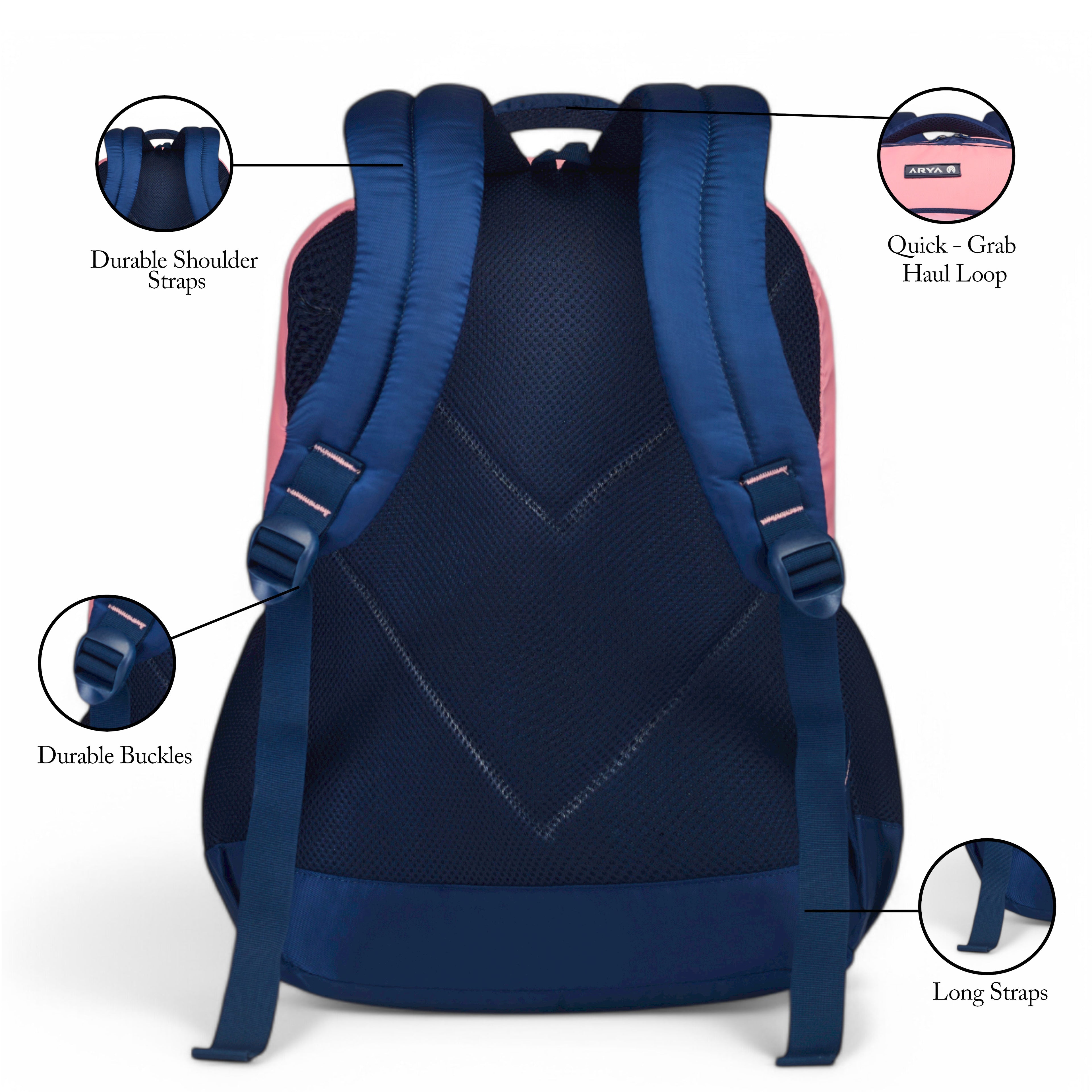 SCHOOL BAG ANGELINA 16" (21 LTR) NAVY BLUE & PINK