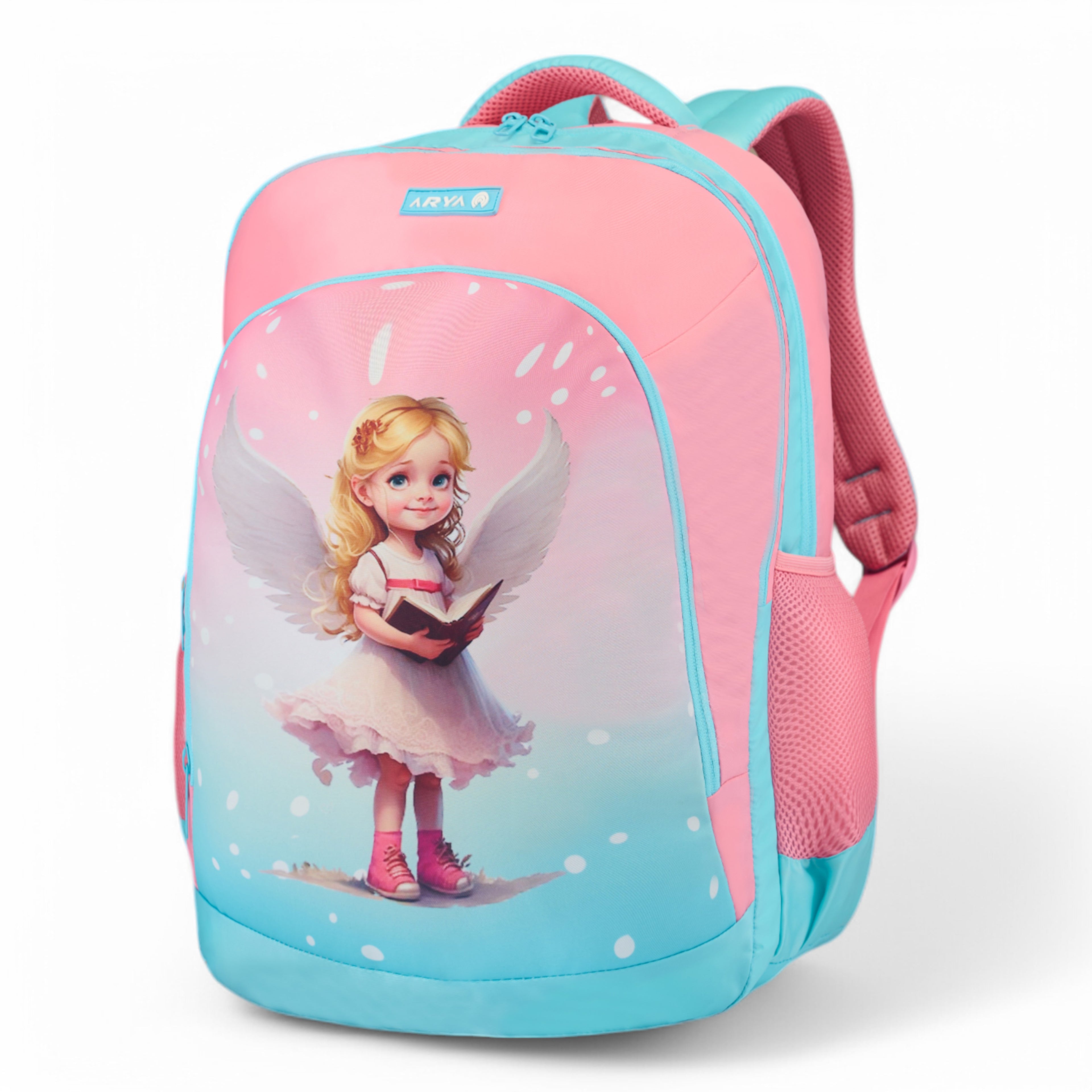 SCHOOL BAG ANGELINA 16" (21 LTR) SKY BLUE & PINK
