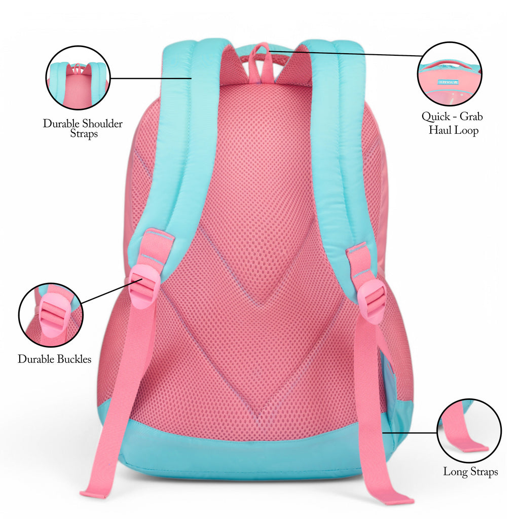 SCHOOL BAG ANGELINA 16" (21 LTR) SKY BLUE & PINK