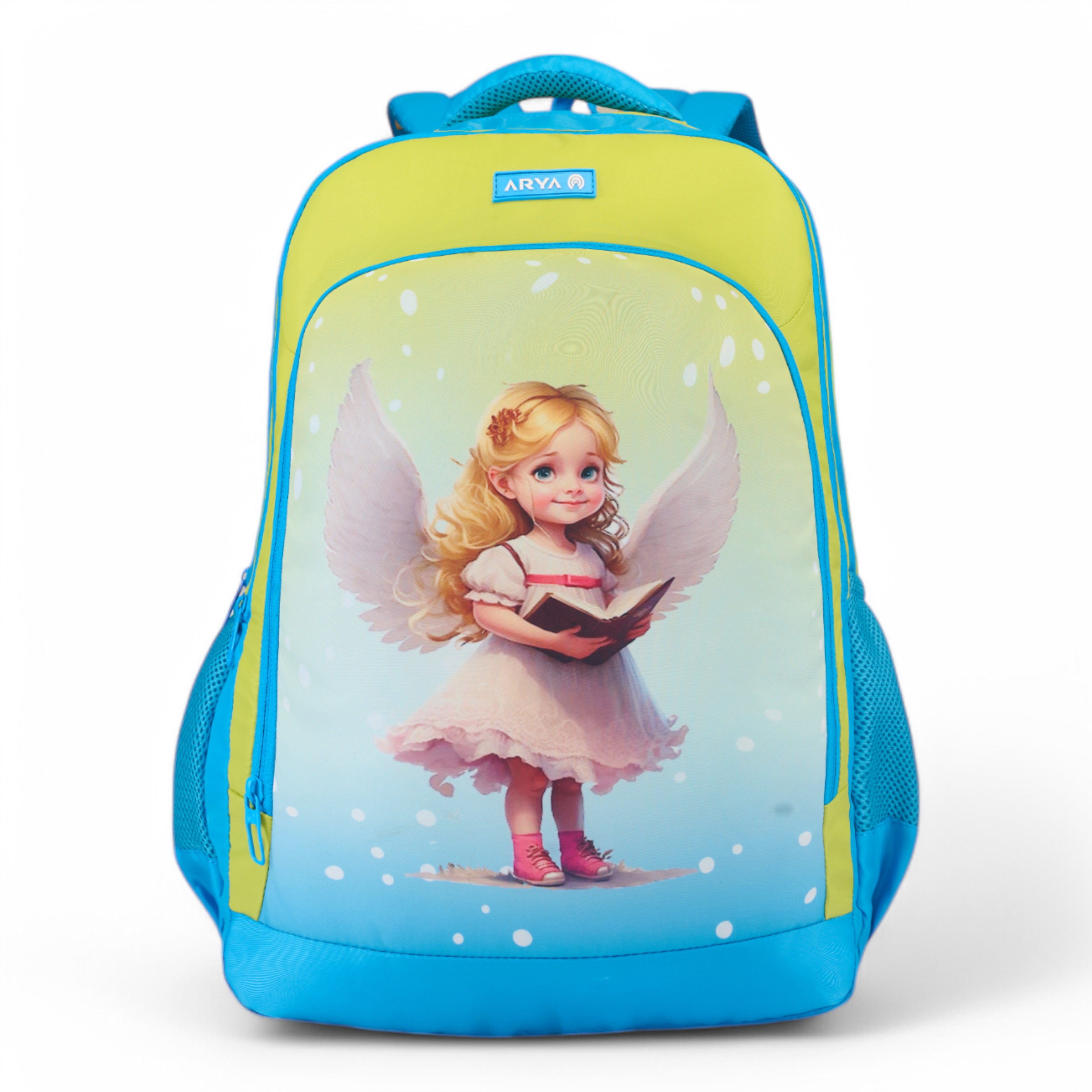 SCHOOL BAG ANGELINA 16"(21 LTR) TURQUOISE BLUE & PARROT GREEN