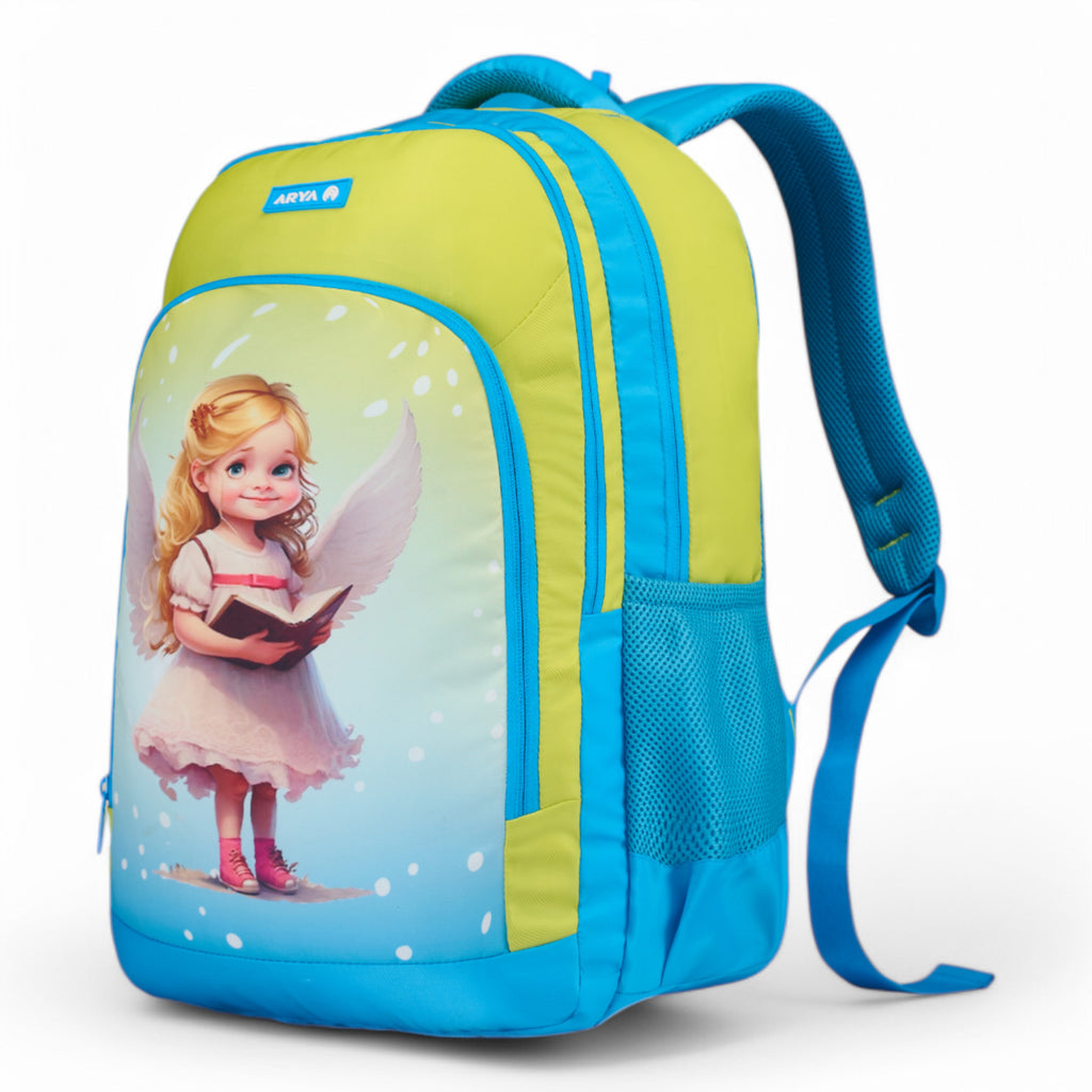 SCHOOL BAG ANGELINA 16"(21 LTR) TURQUOISE BLUE & PARROT GREEN