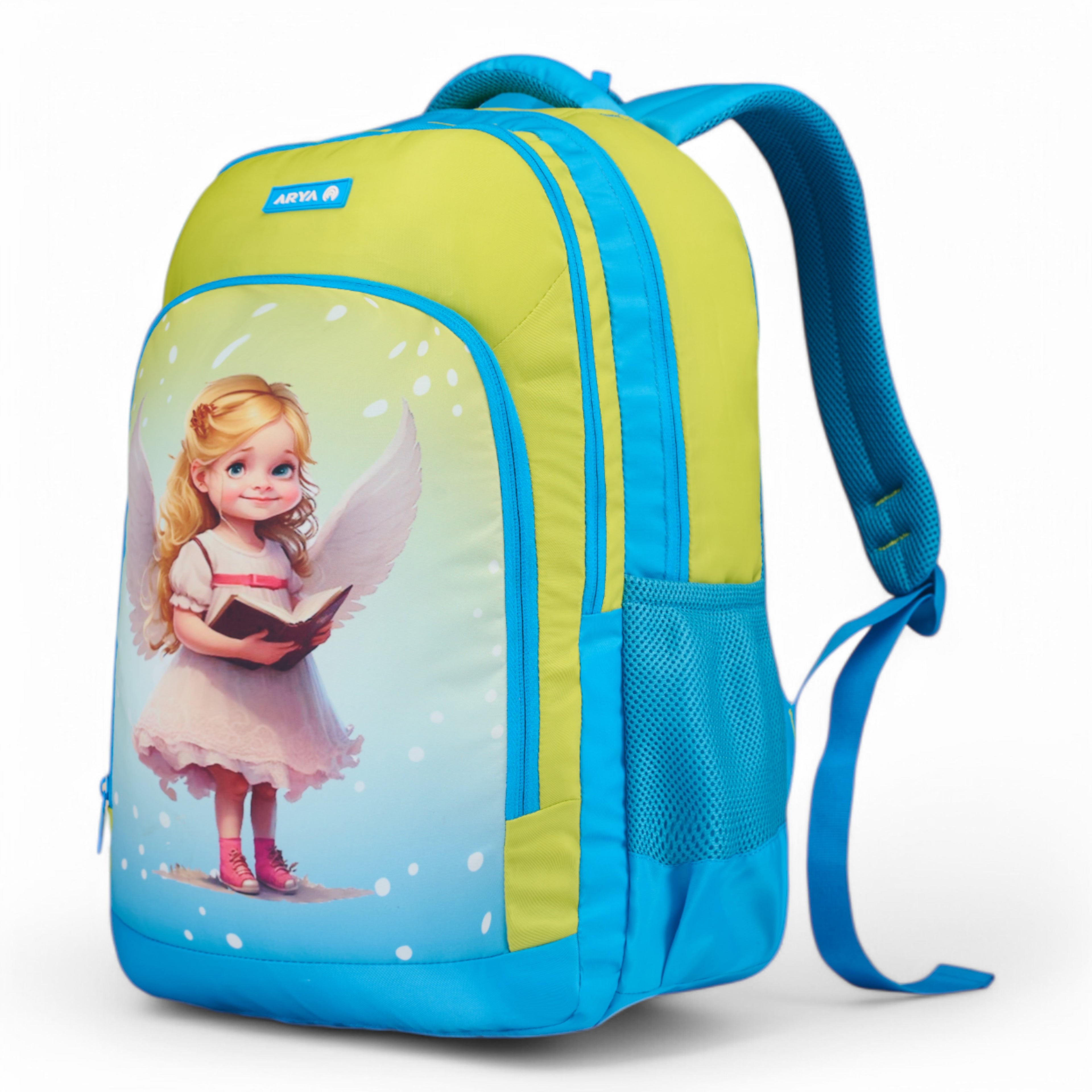 SCHOOL BAG ANGELINA 16"(21 LTR) TURQUOISE BLUE & PARROT GREEN