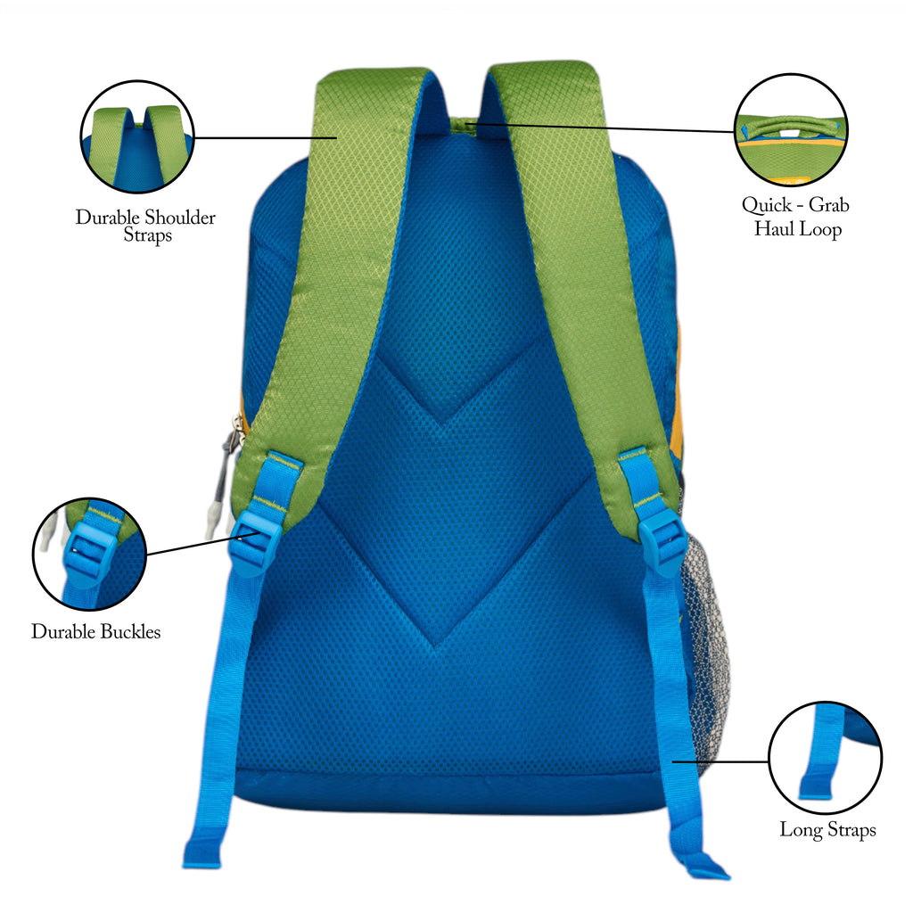 REGULAR BACK PACK NEXA-16"(15 LTR) -ROYAL BLUE & PARROT GREEN