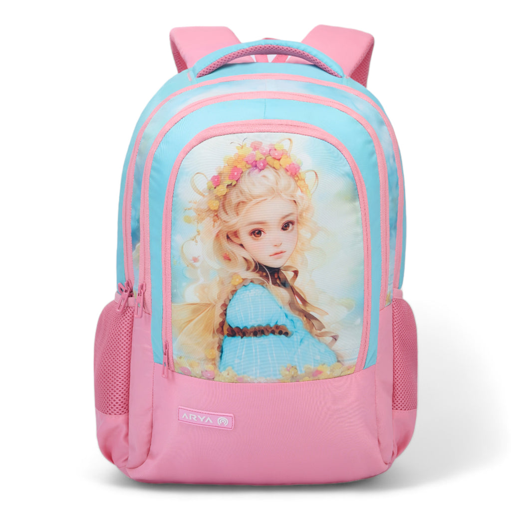 SCHOOL BAG YANA-17"(22 LTR) SKY BLUE & PINK