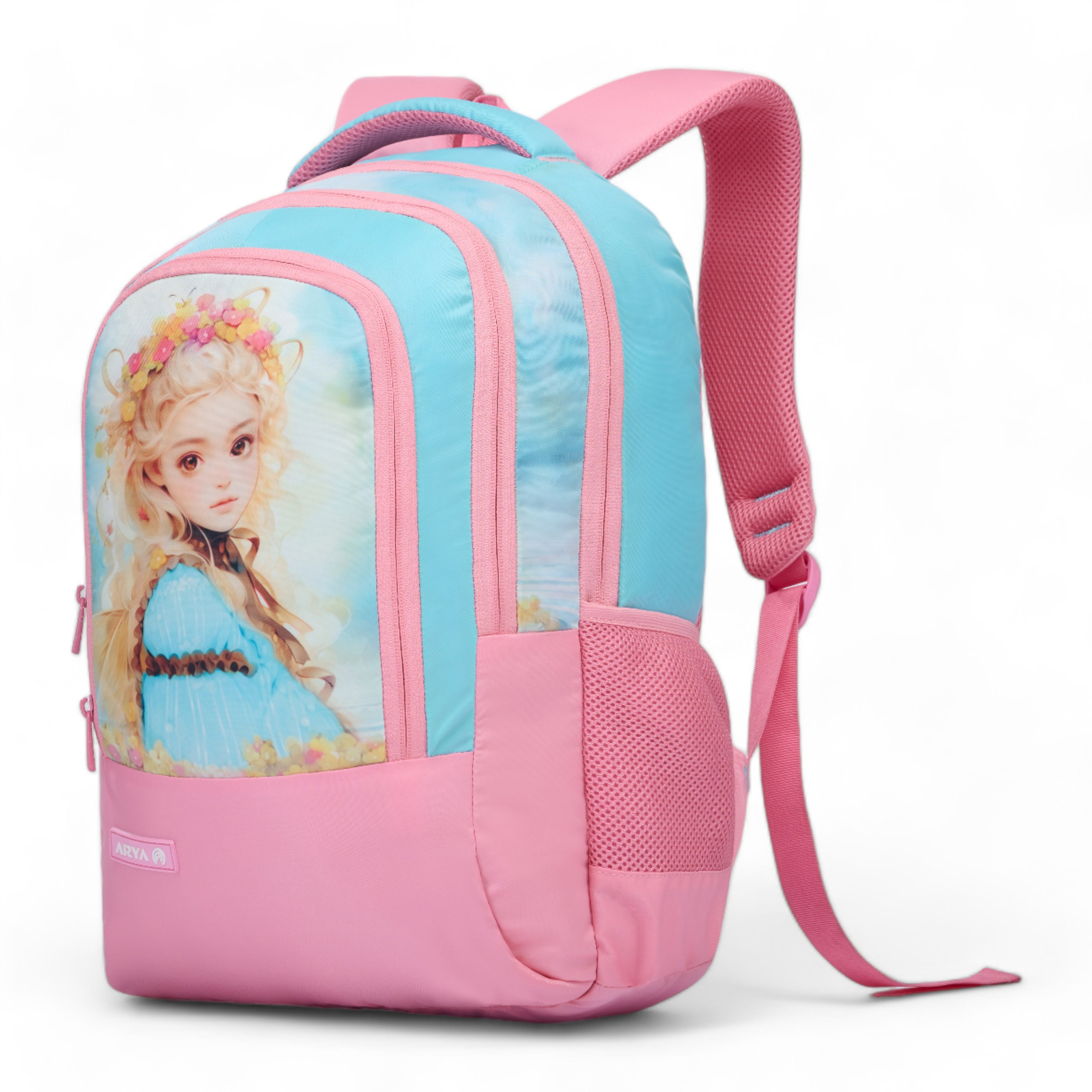 SCHOOL BAG YANA-17"(22 LTR) SKY BLUE & PINK