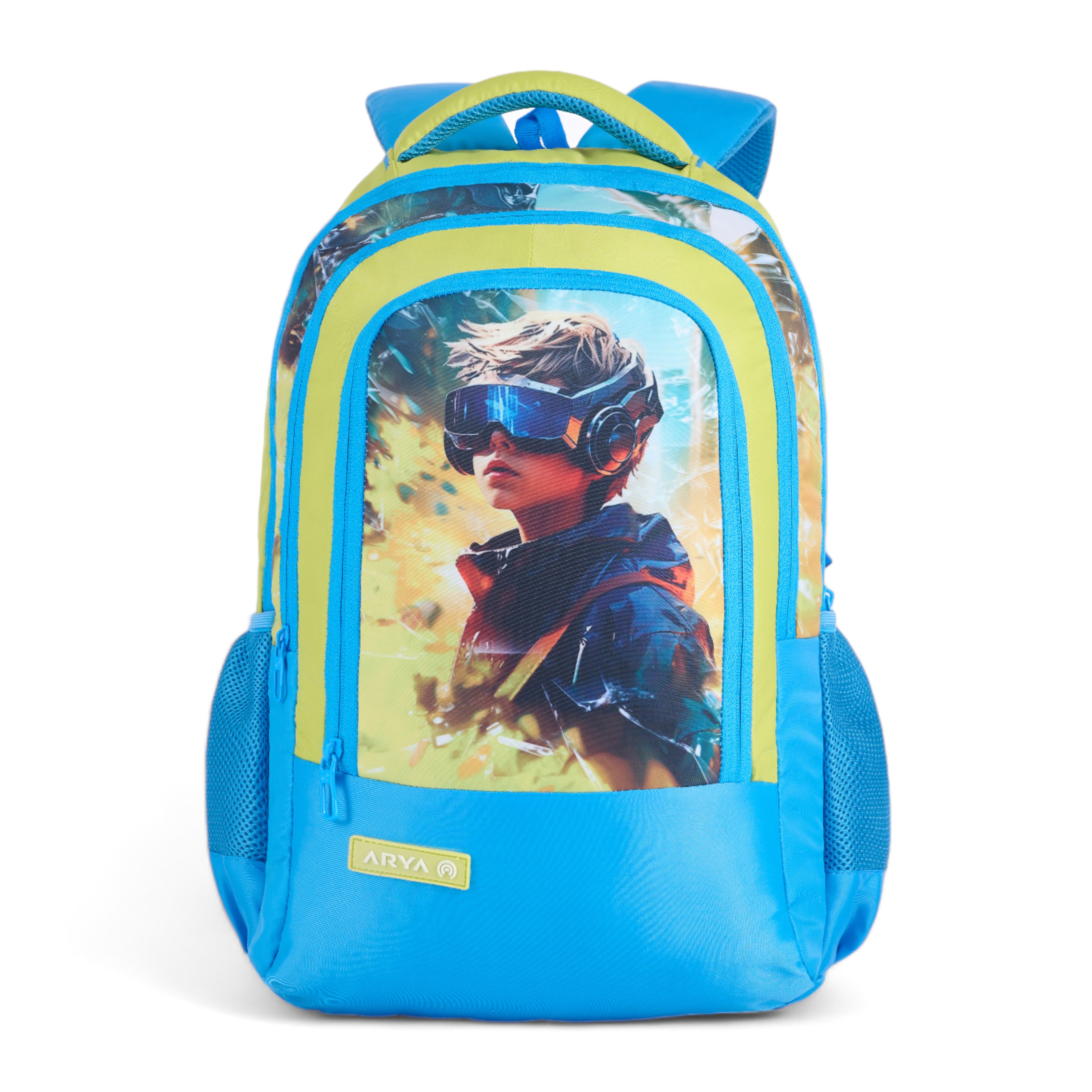 SCHOOL BAG GAME-17" (22 LTR) TURQUOISE BLUE & YELLOW