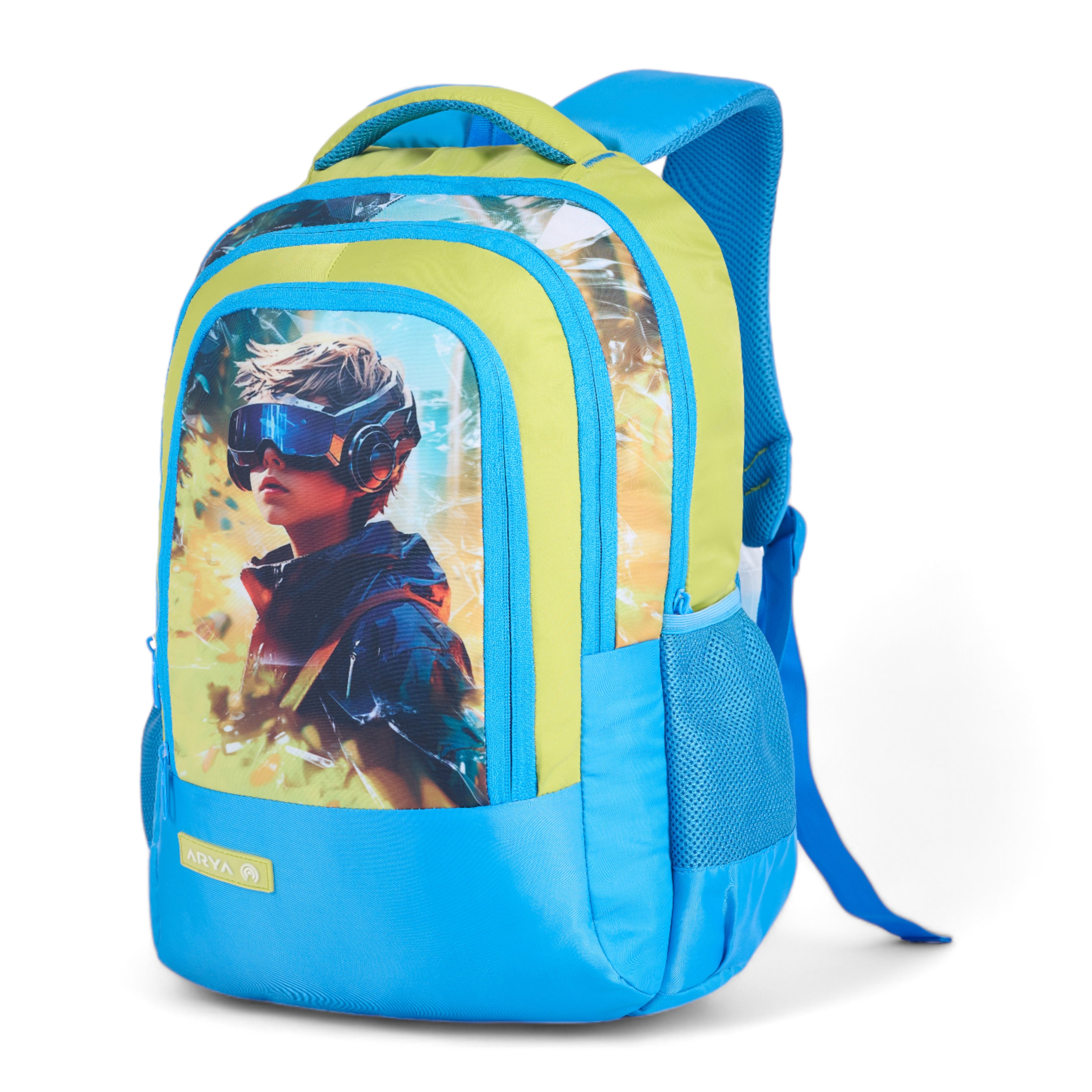 SCHOOL BAG GAME-17" (22 LTR) TURQUOISE BLUE & YELLOW