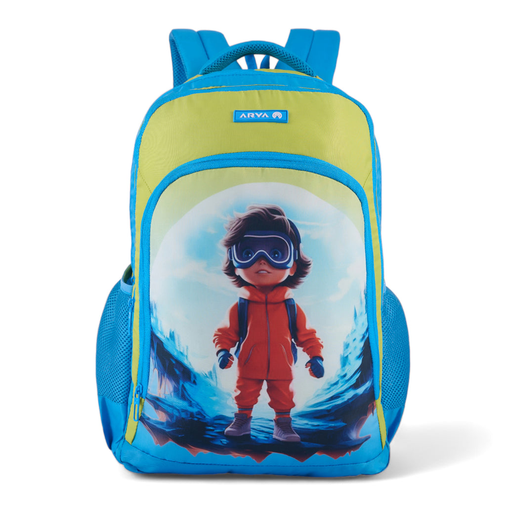 SCHOOL BAG SPACE 16"(21 LTR) TURQUOISE BLUE & PARROT GREEN