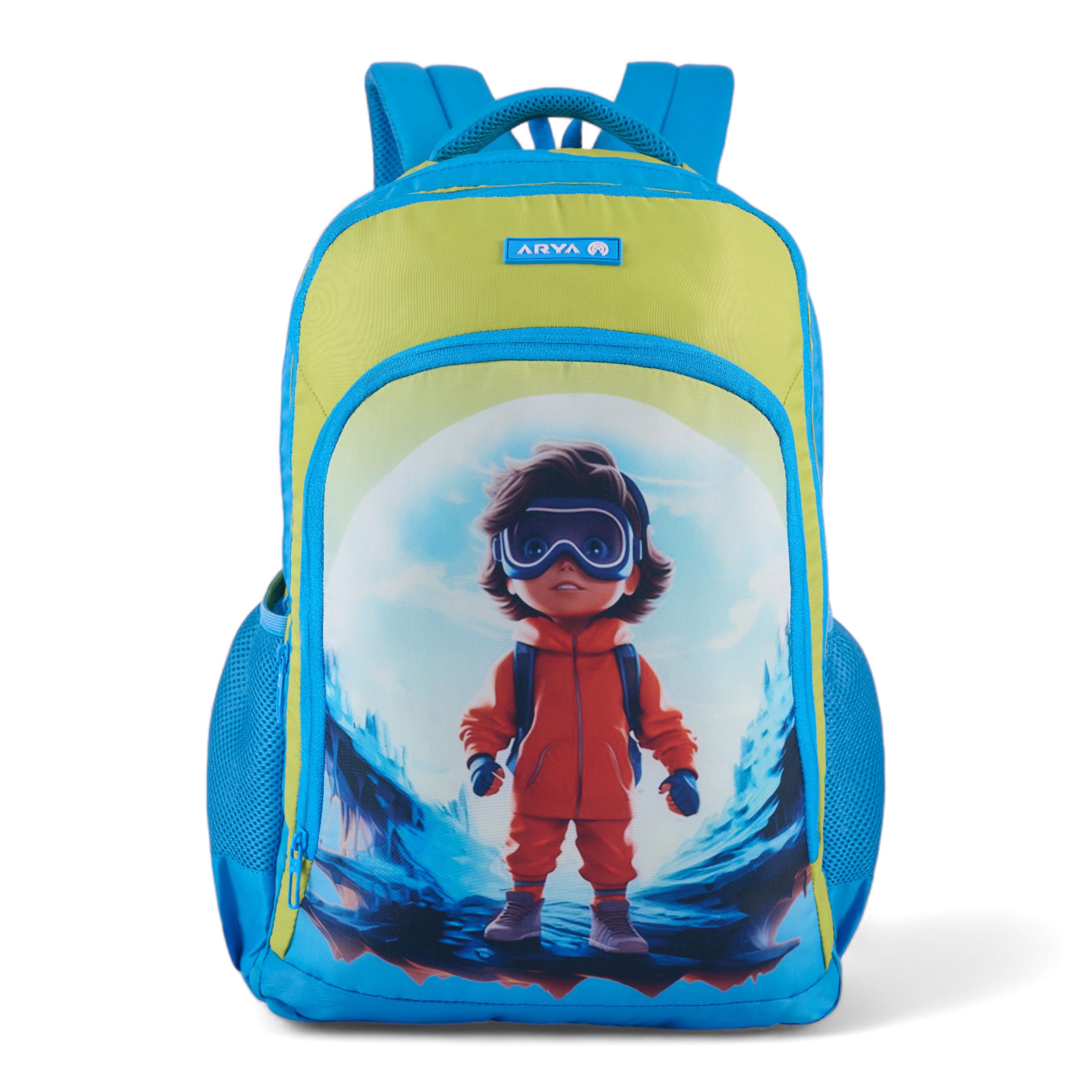SCHOOL BAG SPACE 16"(21 LTR) TURQUOISE BLUE & PARROT GREEN