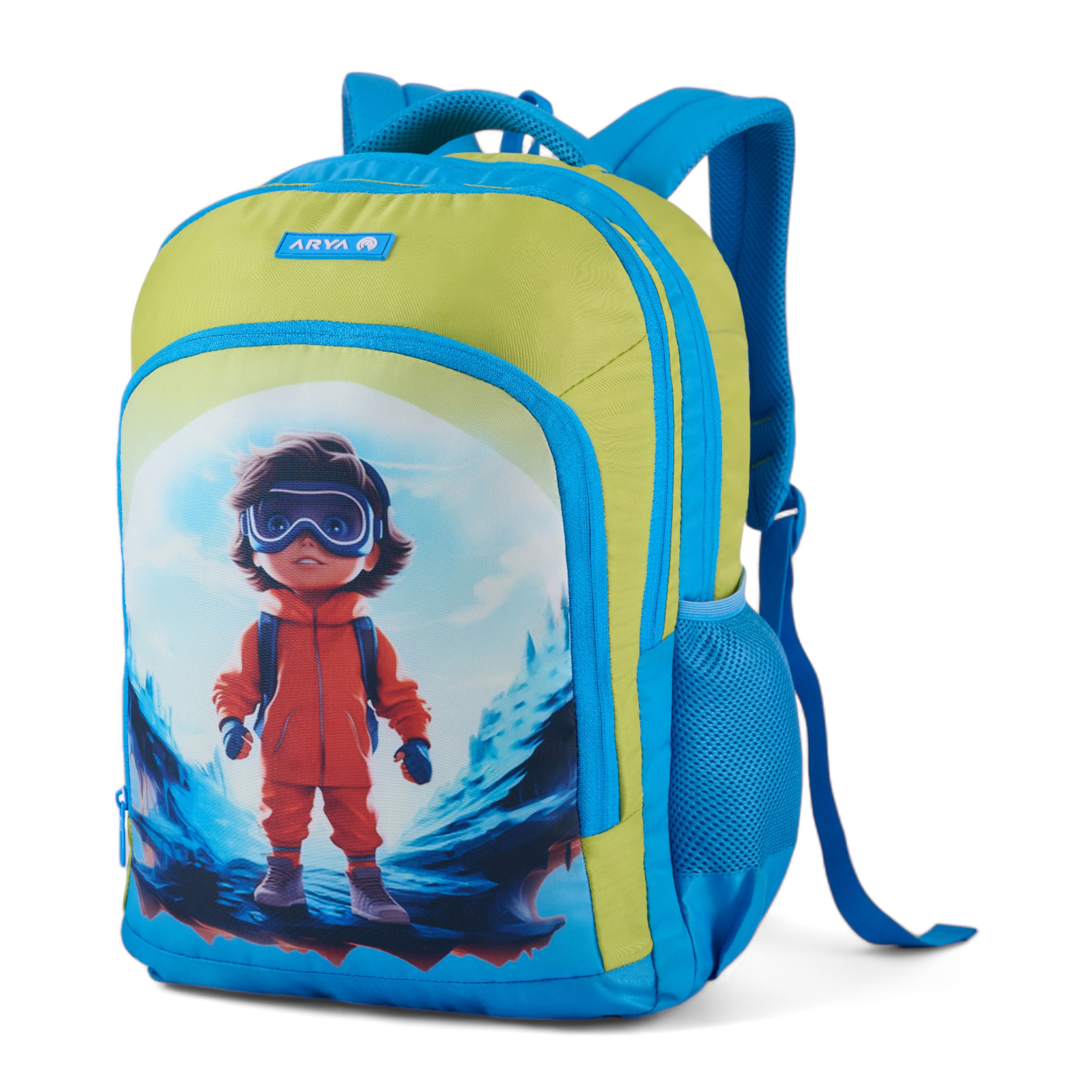 SCHOOL BAG SPACE 16"(21 LTR) TURQUOISE BLUE & PARROT GREEN