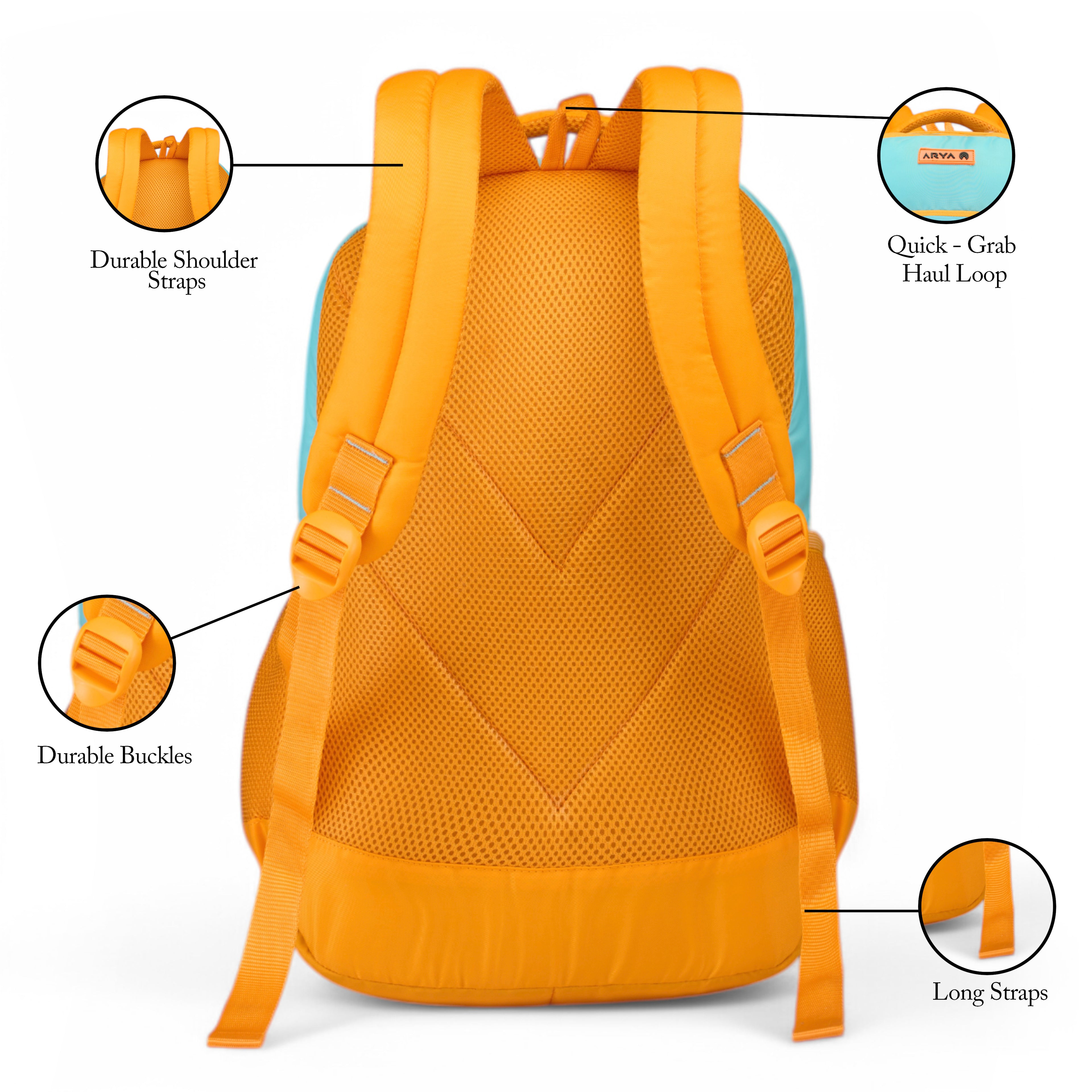 SCHOOL BAG BUTTER FLY 16" (21 LTR) ORANGE & SKY BLUE