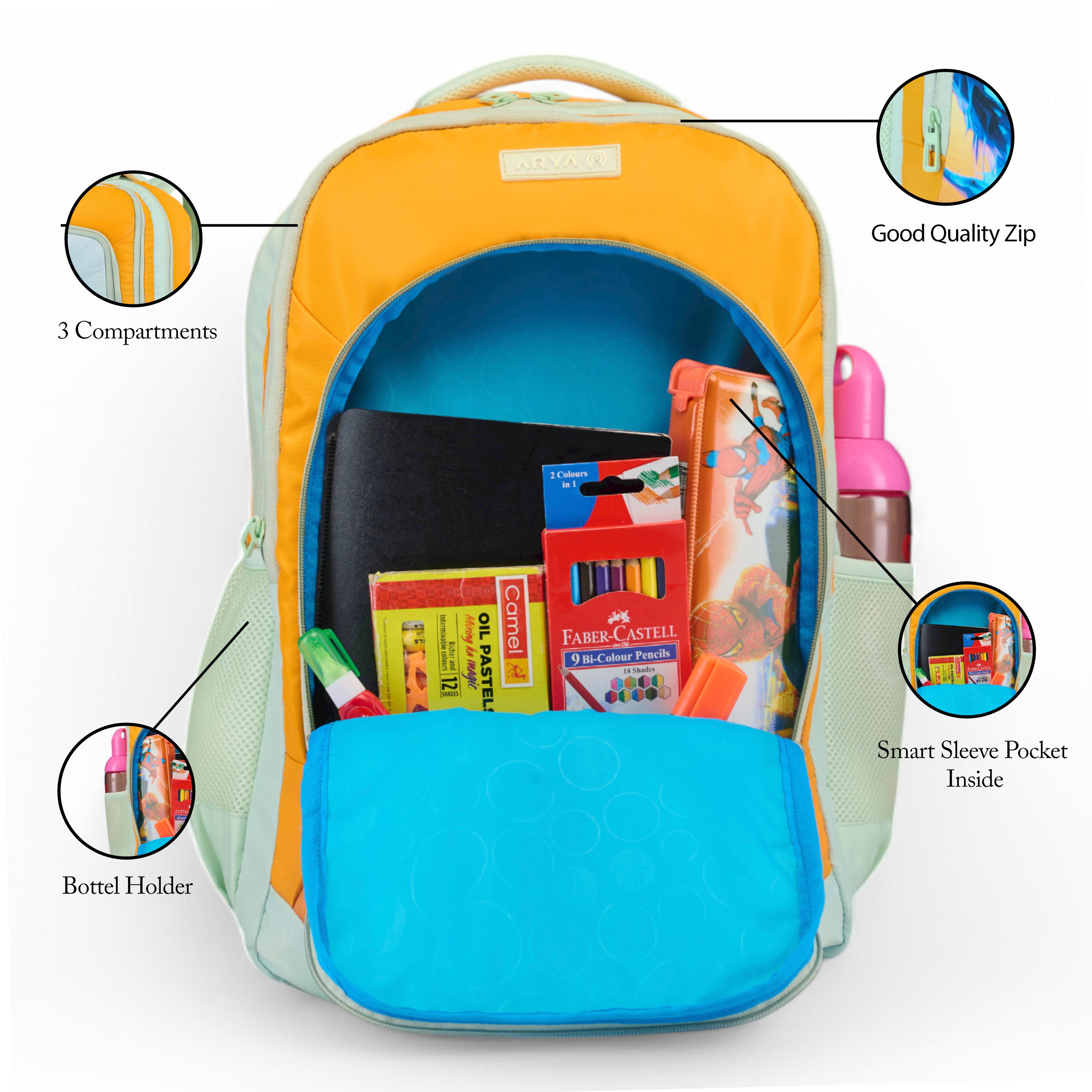 SCHOOL BAG SPACE 16"(21 LTR) PESTA & ORANGE