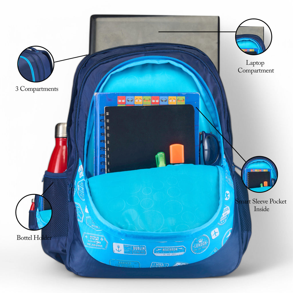 REGULAR BACK PACK HENRI-19"(32 LTR) NAVY BLUE