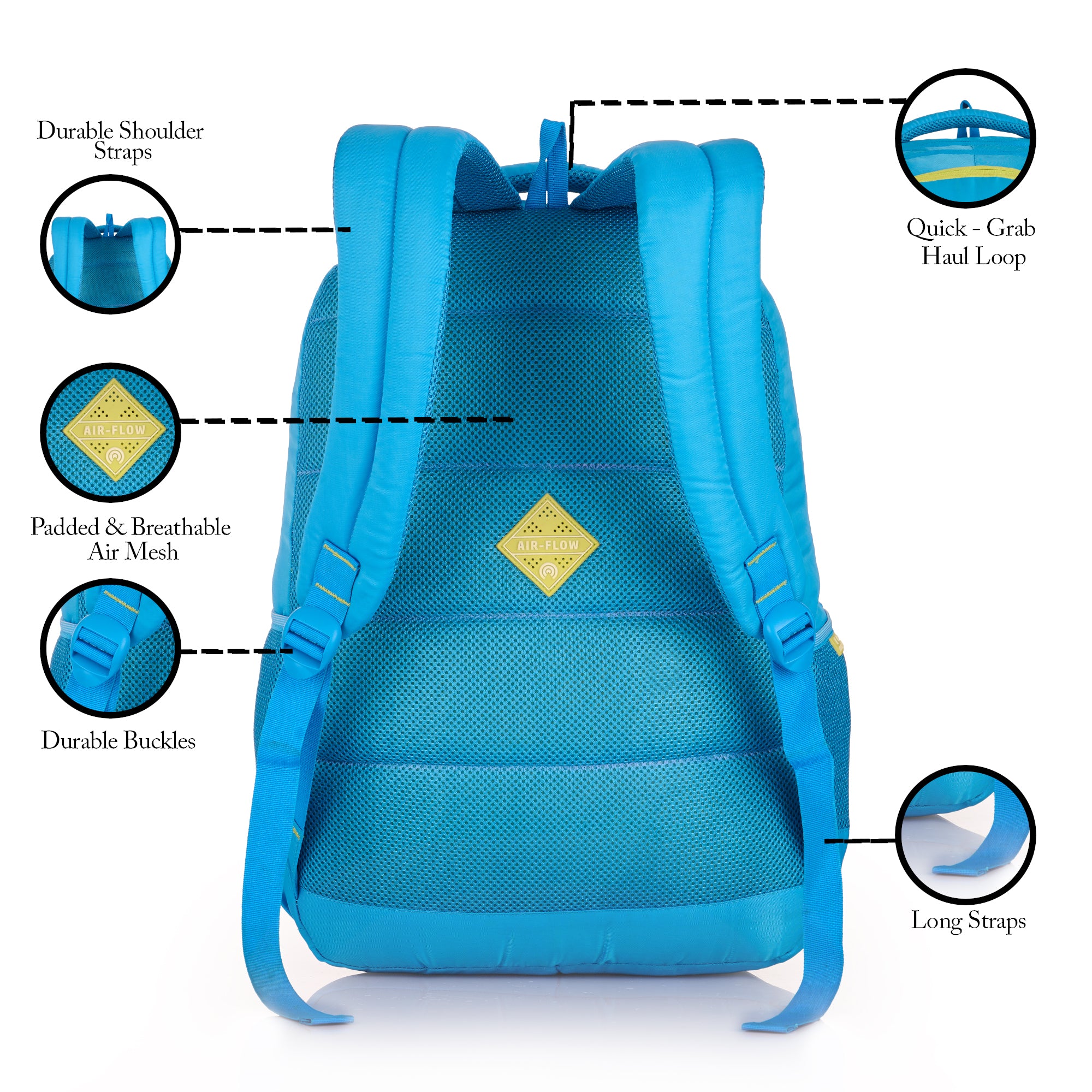 REGULAR BACK PACK HENRI-19"(32 LTR) TURQUOISE BLUE