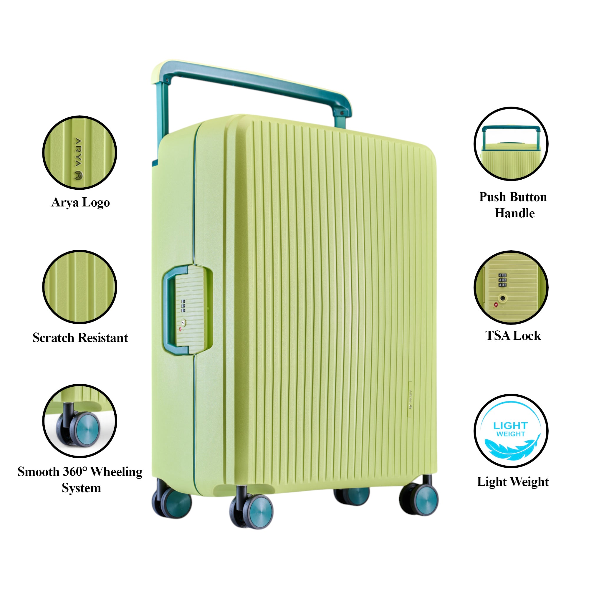 HARD LUGGGAGE STELLA-24"-MINT & DEEP GREEN
