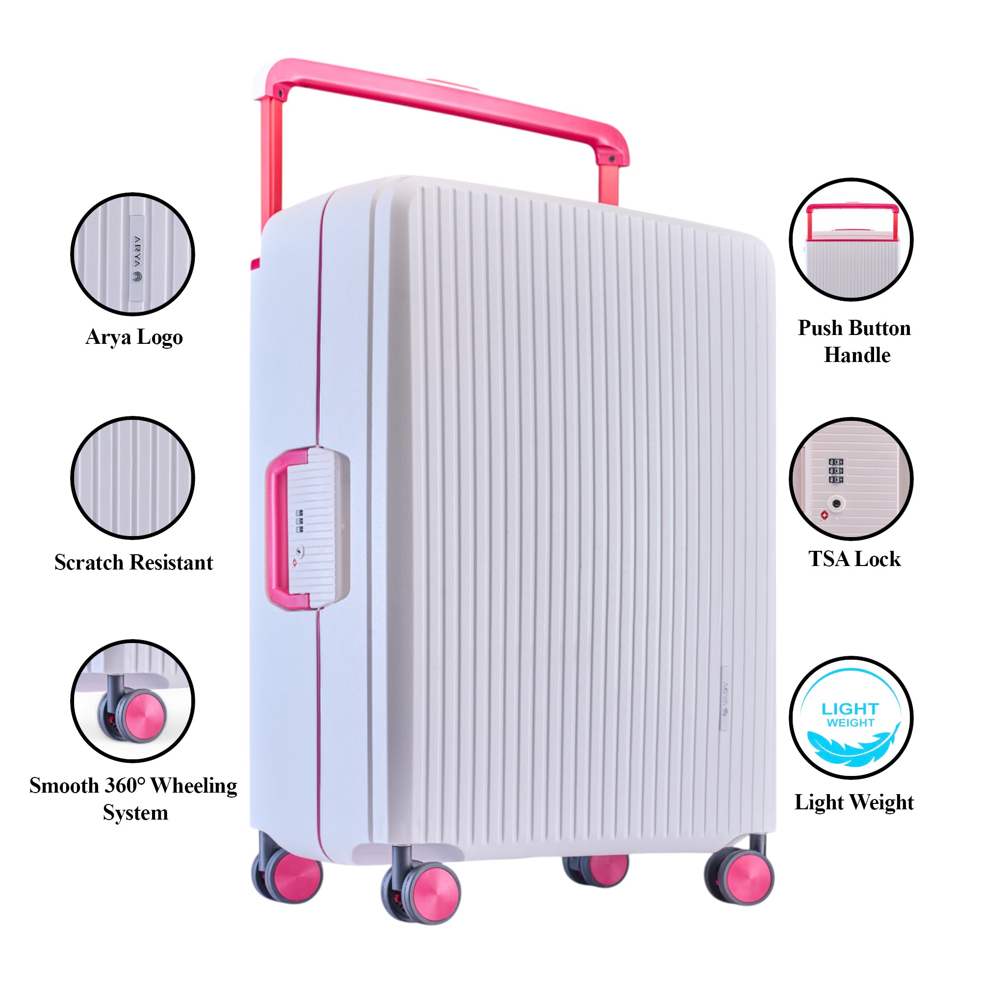 HARD LUGGGAGE STELLA-24"-WHITE & RED