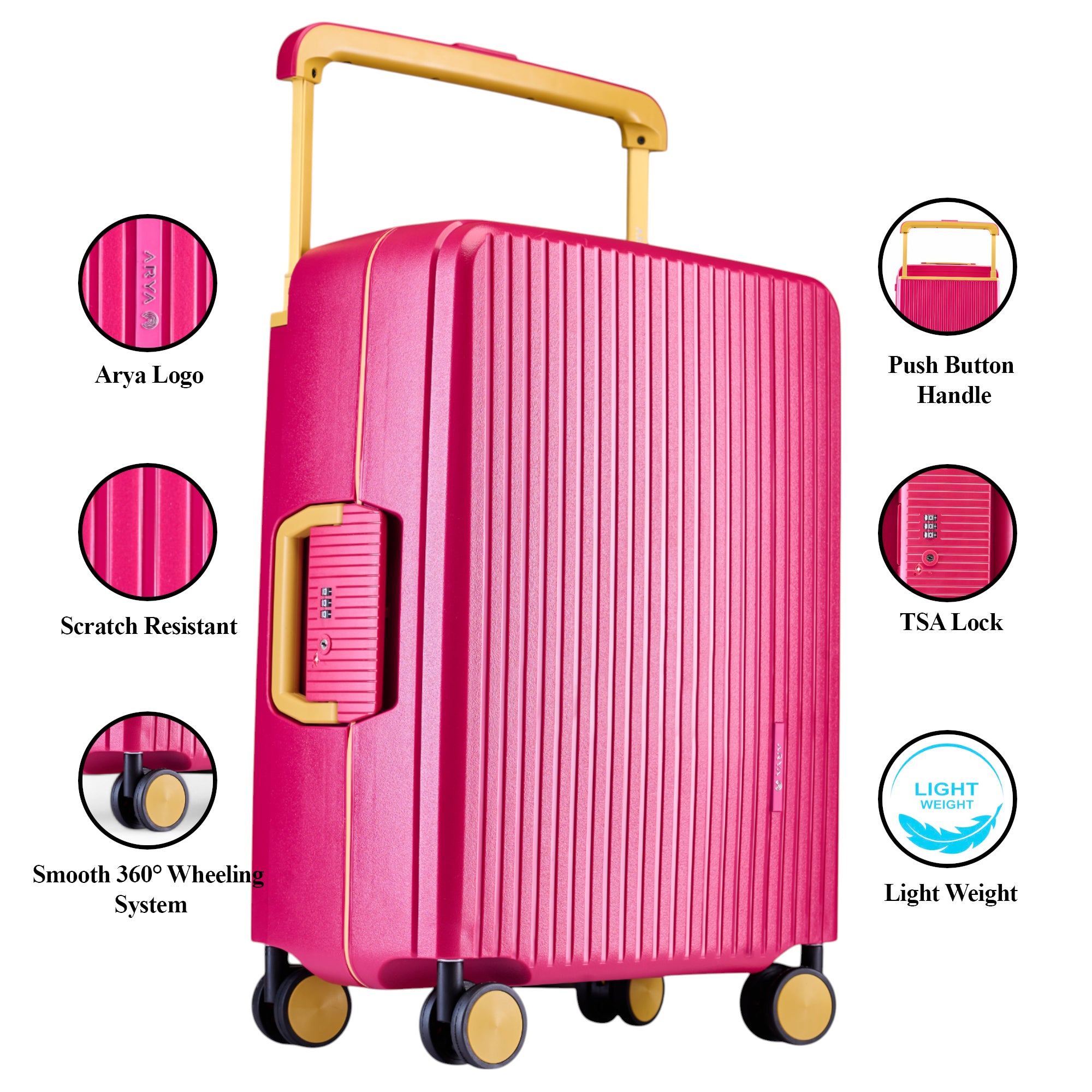 HARD LUGGGAGE STELLA-24"-RED & CHAMPANGE