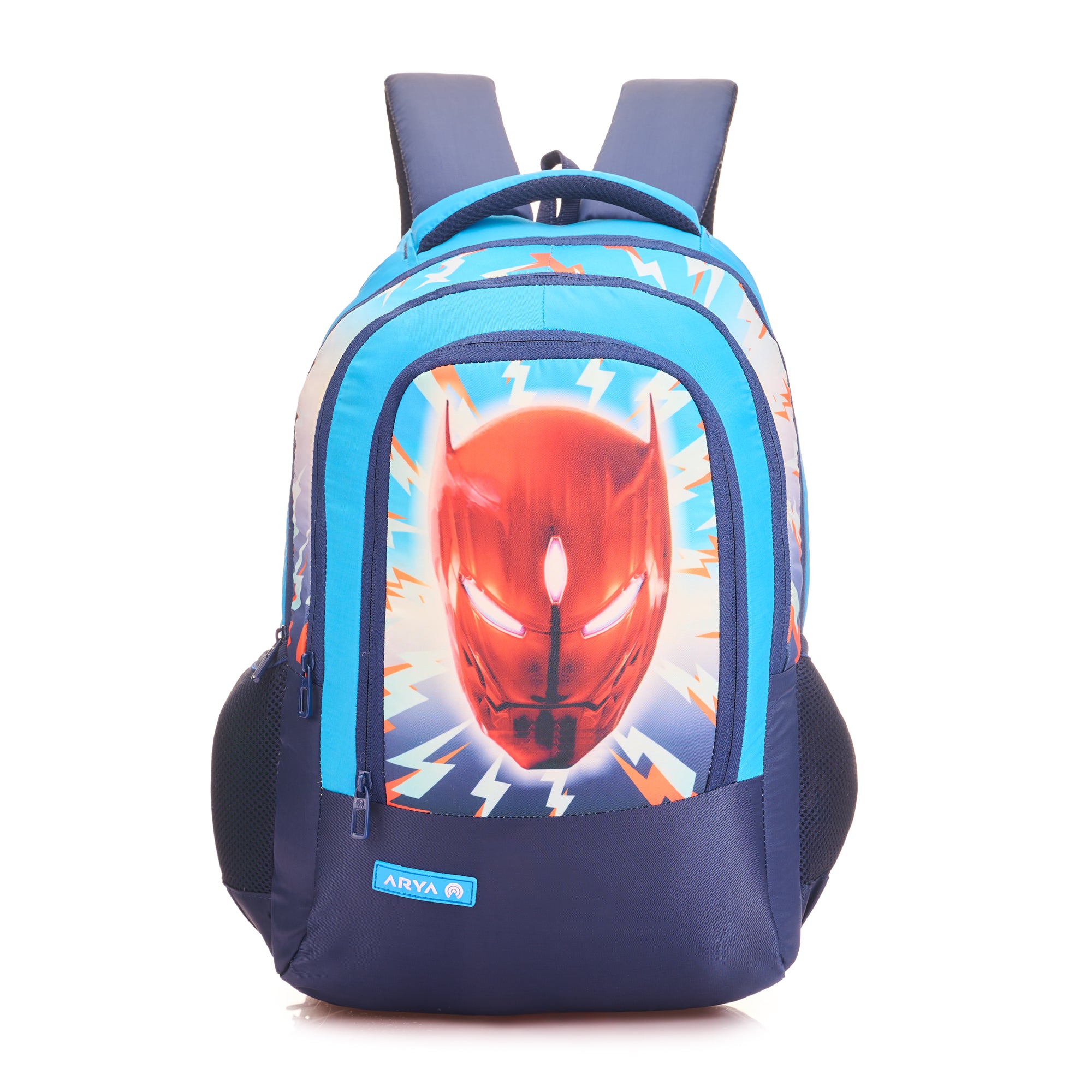 SCHOOL BAG IRON MAN-17"(22 LTR) NAVY BLUE & TURQUOISE BLUE