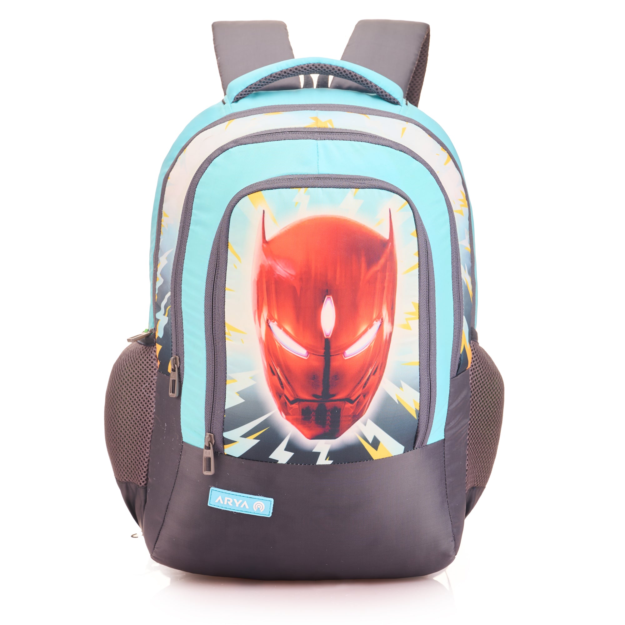 SCHOOL BAG IRON MAN-17"(22 LTR) GREY & SKY BLUE