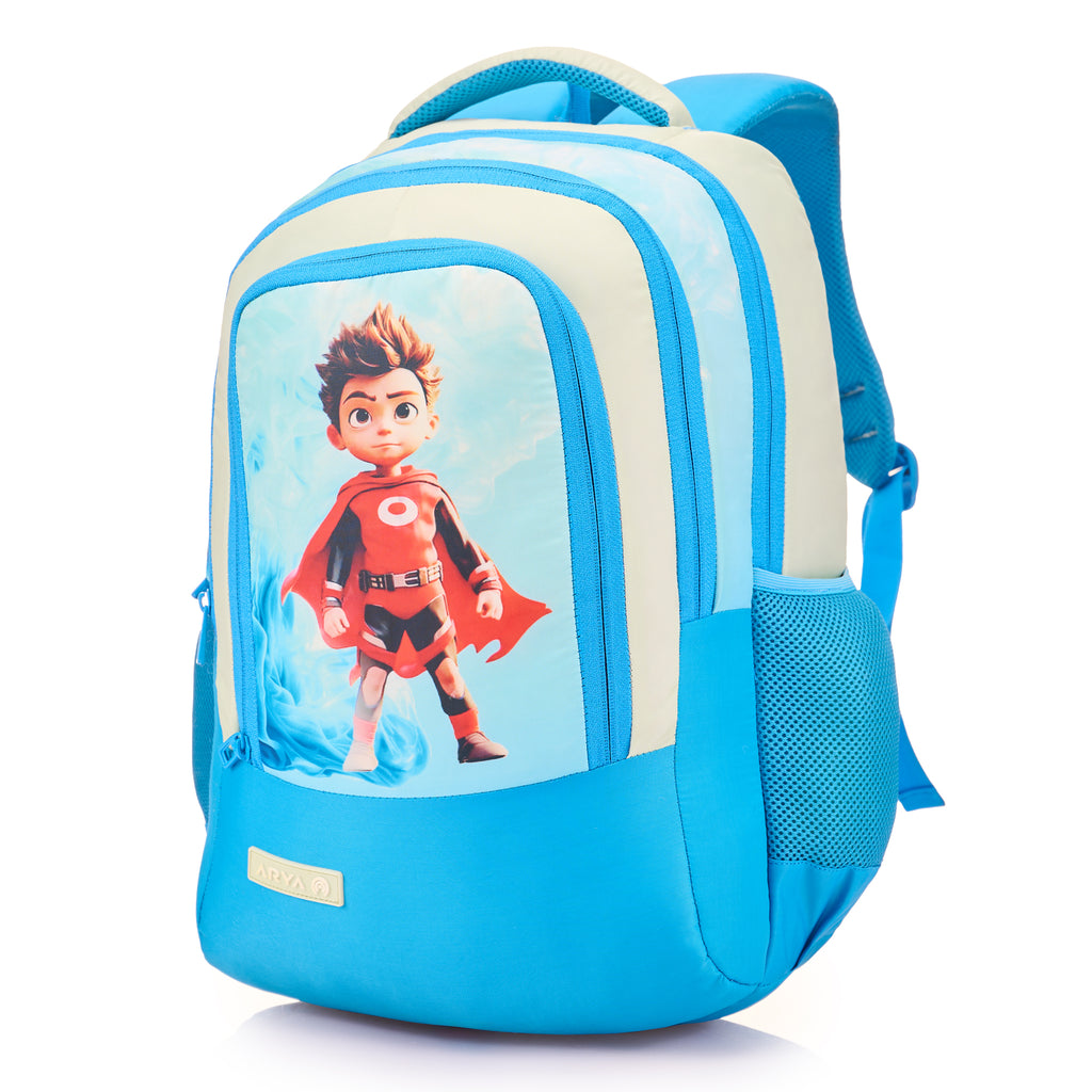SCHOOL BAG SUPER KID-17"(22 LTR) TURQUOISE BLUE & PESTA