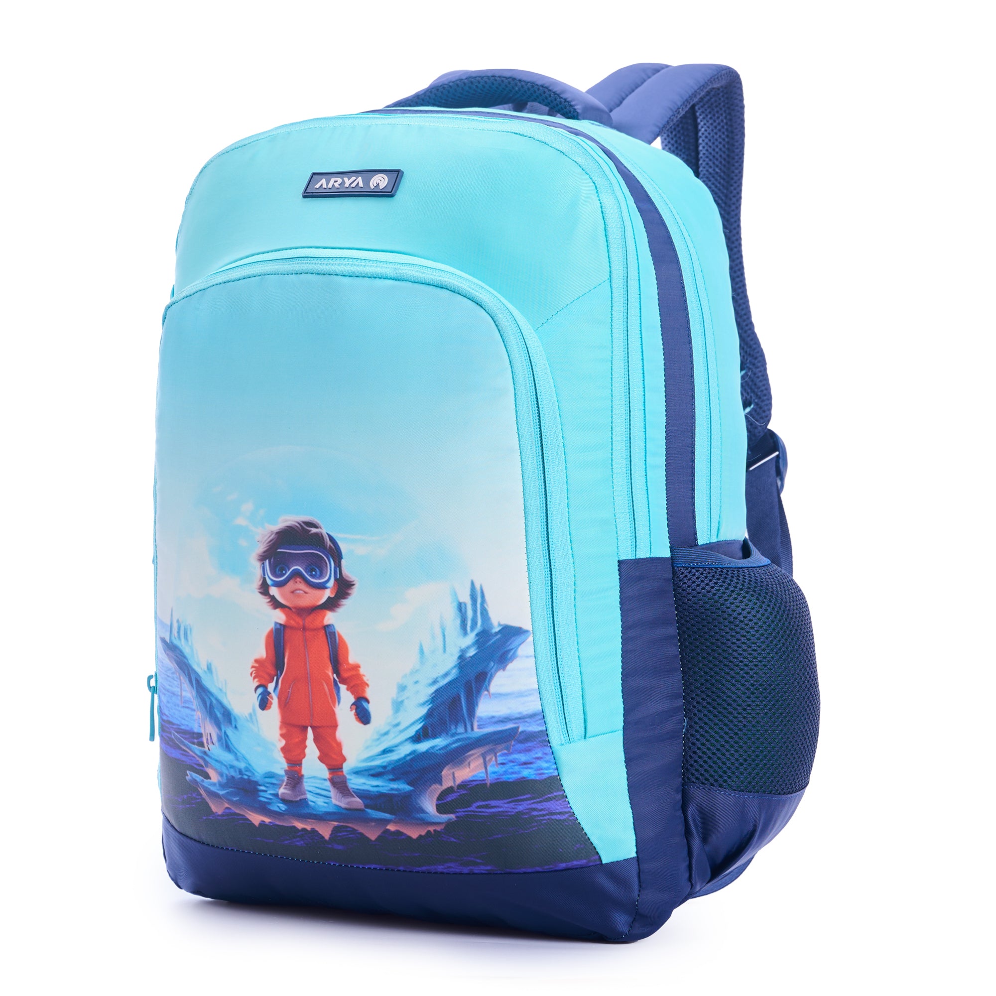 SCHOOL BAG SPACE 16" (21 LTR) NAVY BLUE & SKY BLUE